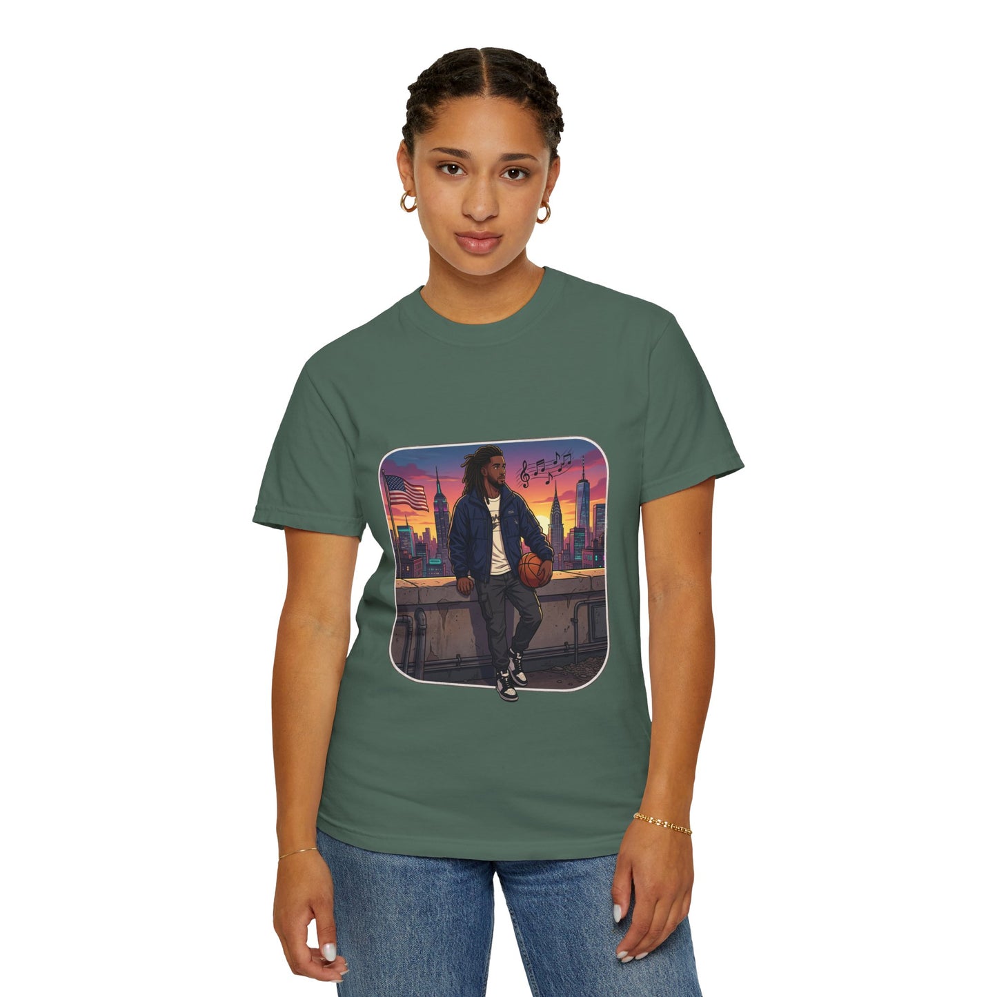 City Sunset Basketball Player T-Shirt — Urban Hoop Lifestyle Tee