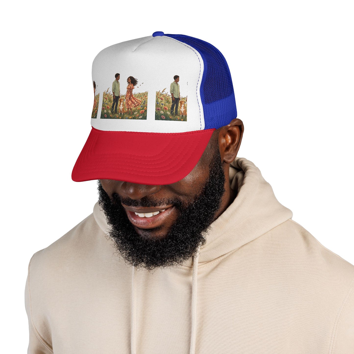 Trucker Cap — Boho Couple Meadow Illustration Hat