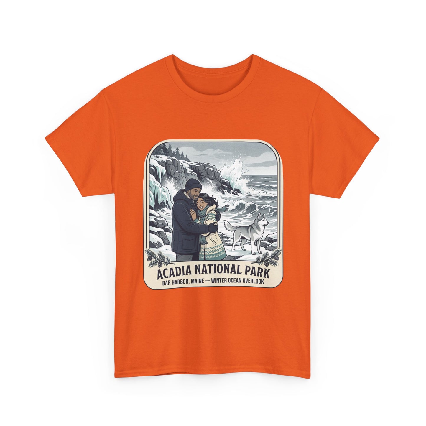 Acadia National Park Tee — Coastal Winter Couple Graphic