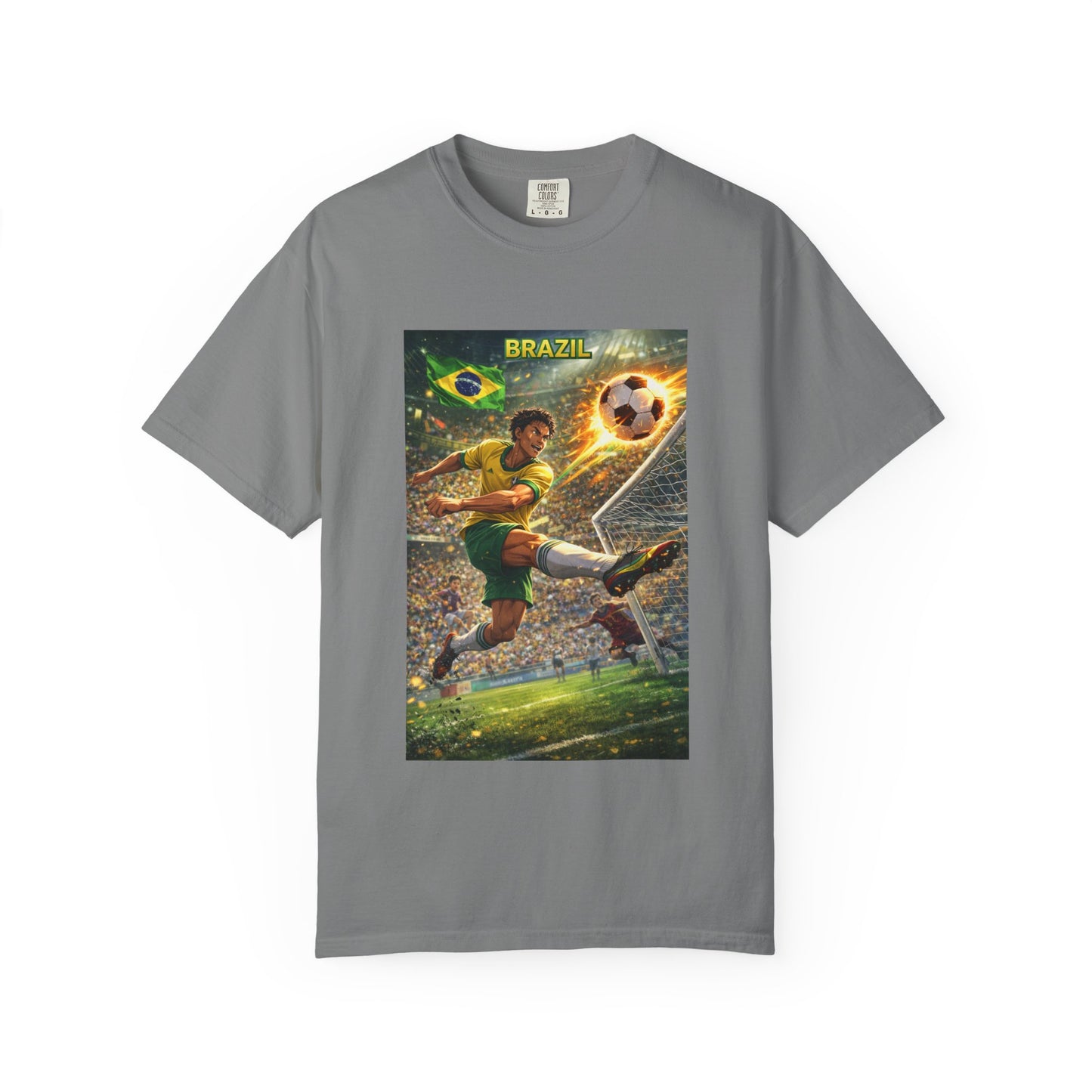 Brazil Soccer T-Shirt – Vintage Player Kick Graphic (Brazil)