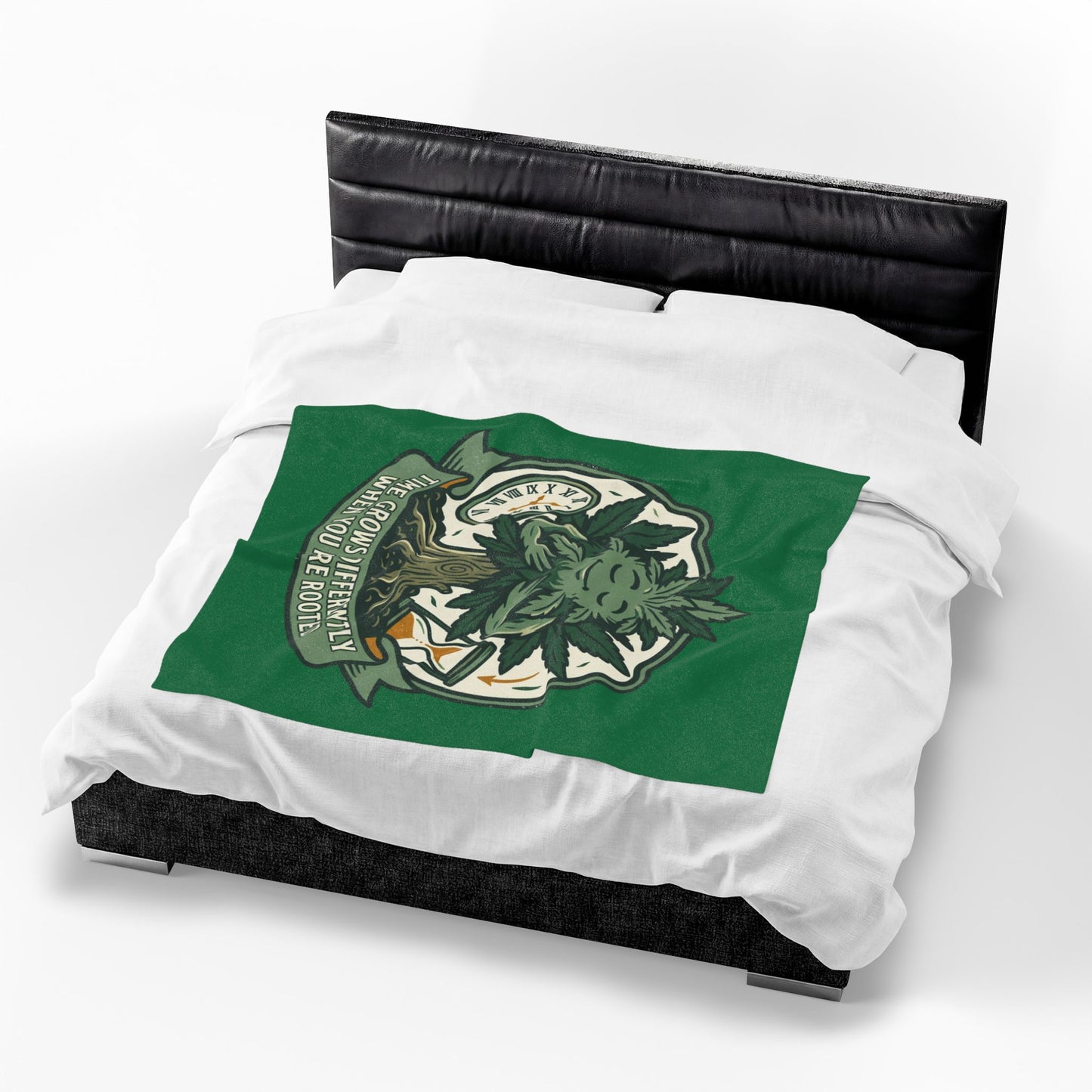 Velveteen Plush Blanket — “Time Grows Differently When You Are Rooted” Cozy Botanical Tree of Life Throw