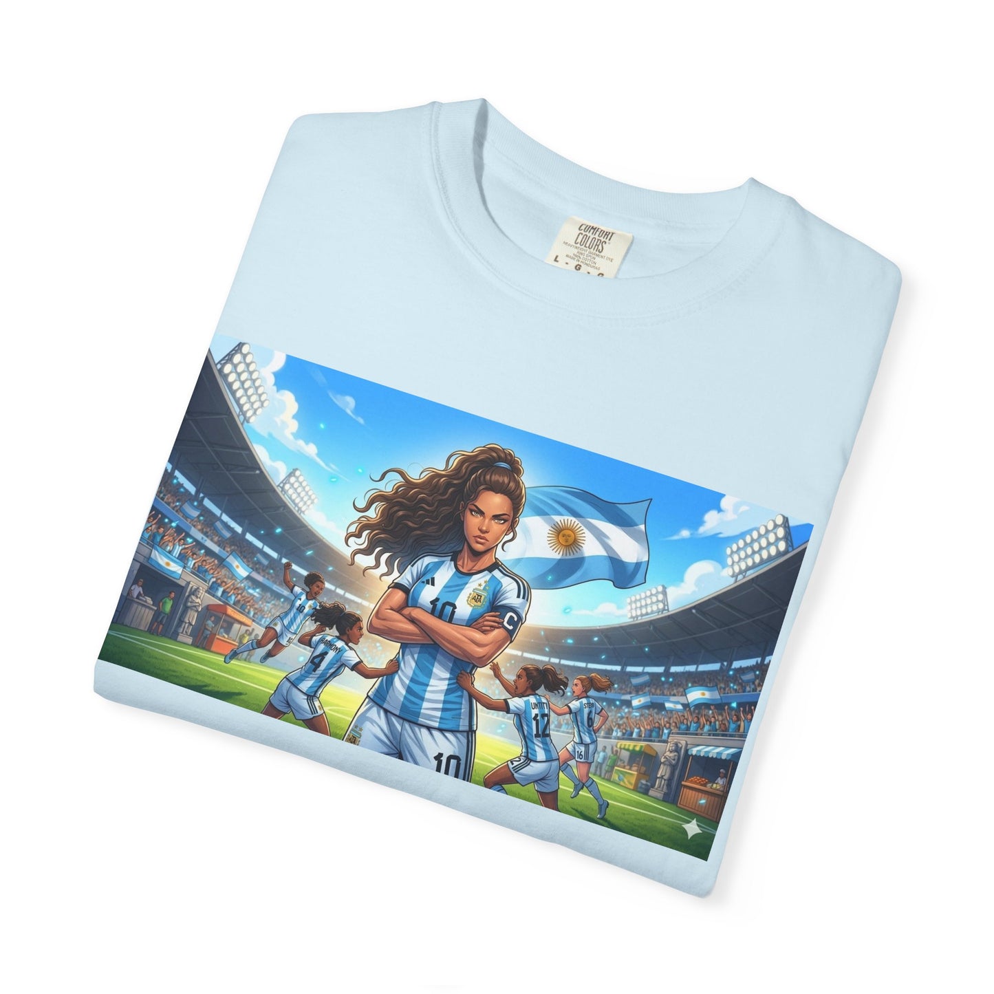 Argentina Soccer Heroine Stadium T-Shirt – Female Soccer Player Graphic Tee