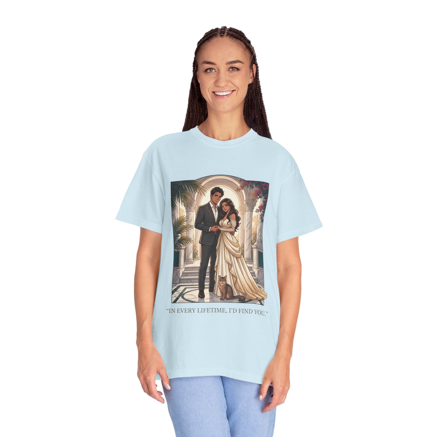 Romantic Vintage Wedding Portrait T-Shirt — "In Every Lifetime, I'd Find You"
