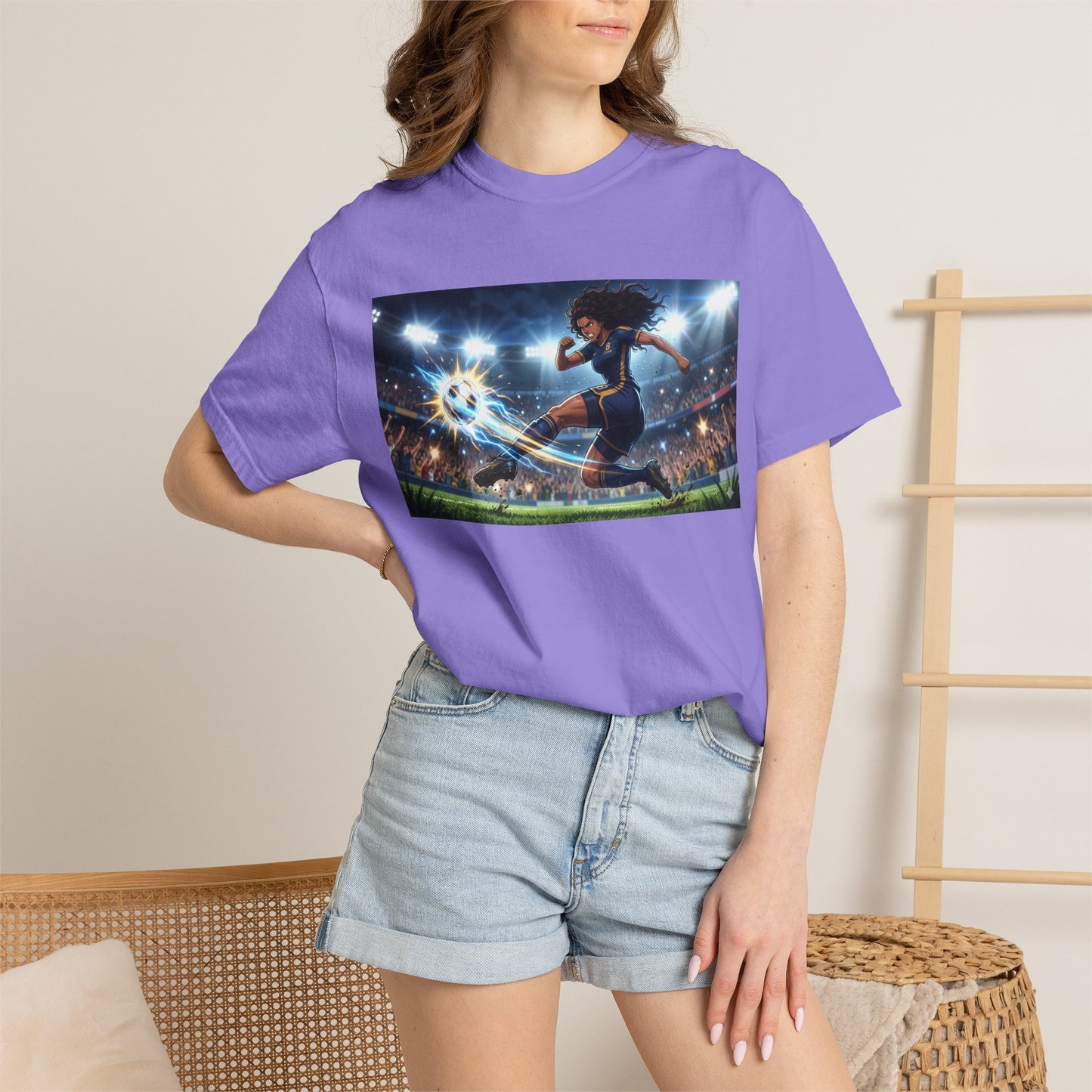 Soccer Kick Graphic T-Shirt — Energetic Stadium Football Design