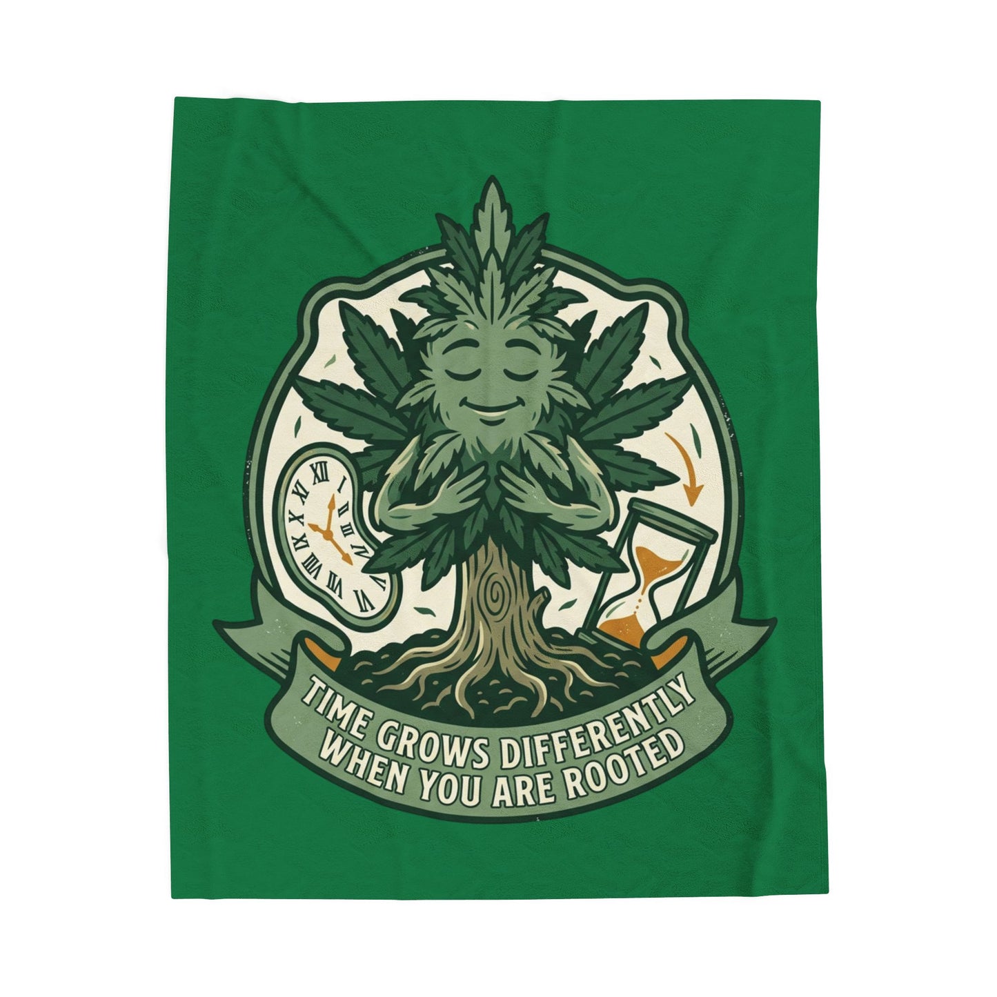 Velveteen Plush Blanket — “Time Grows Differently When You Are Rooted” Cozy Botanical Tree of Life Throw