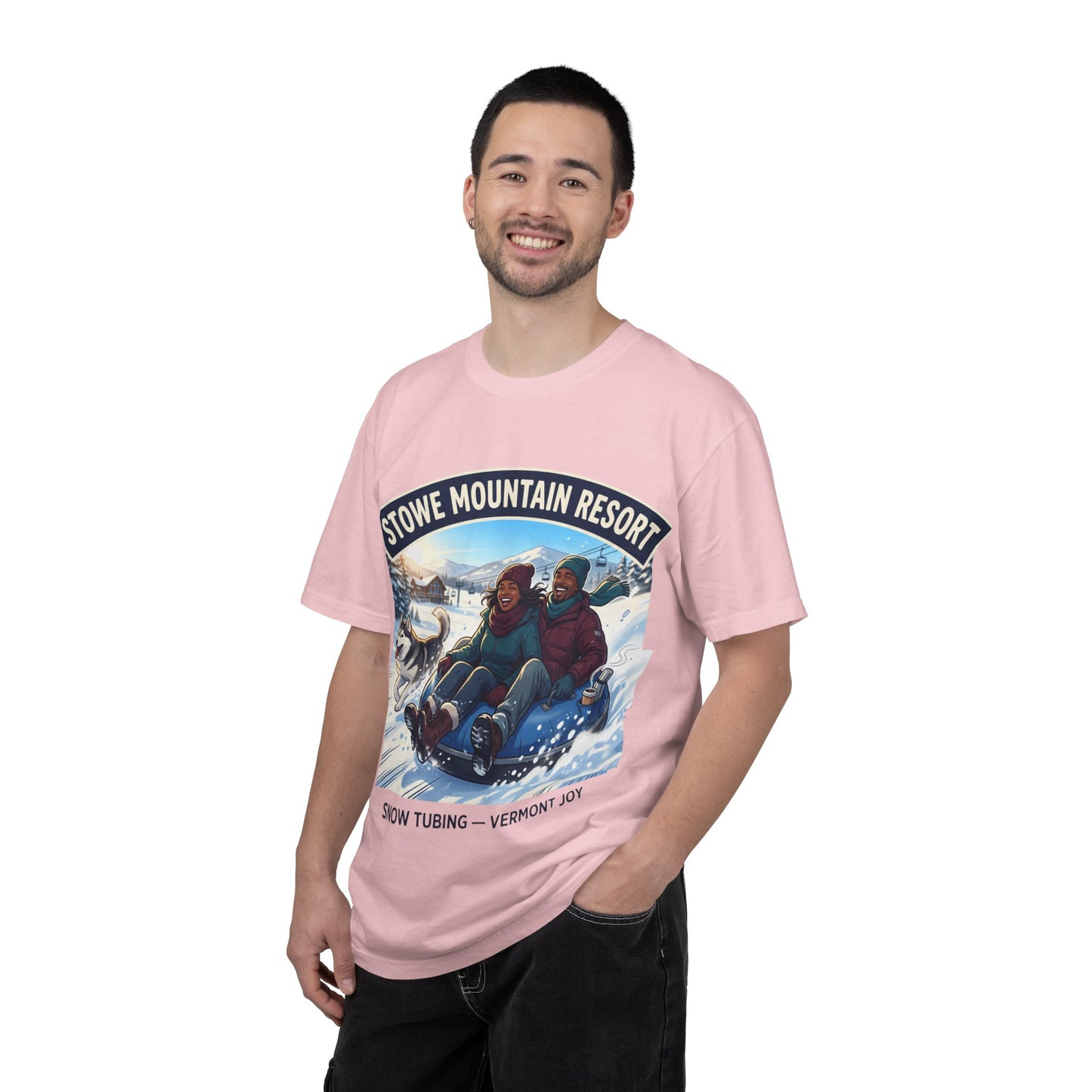 Stowe Mountain Resort Snow Tubing T-Shirt — "Vermont Joy" Winter Apparel