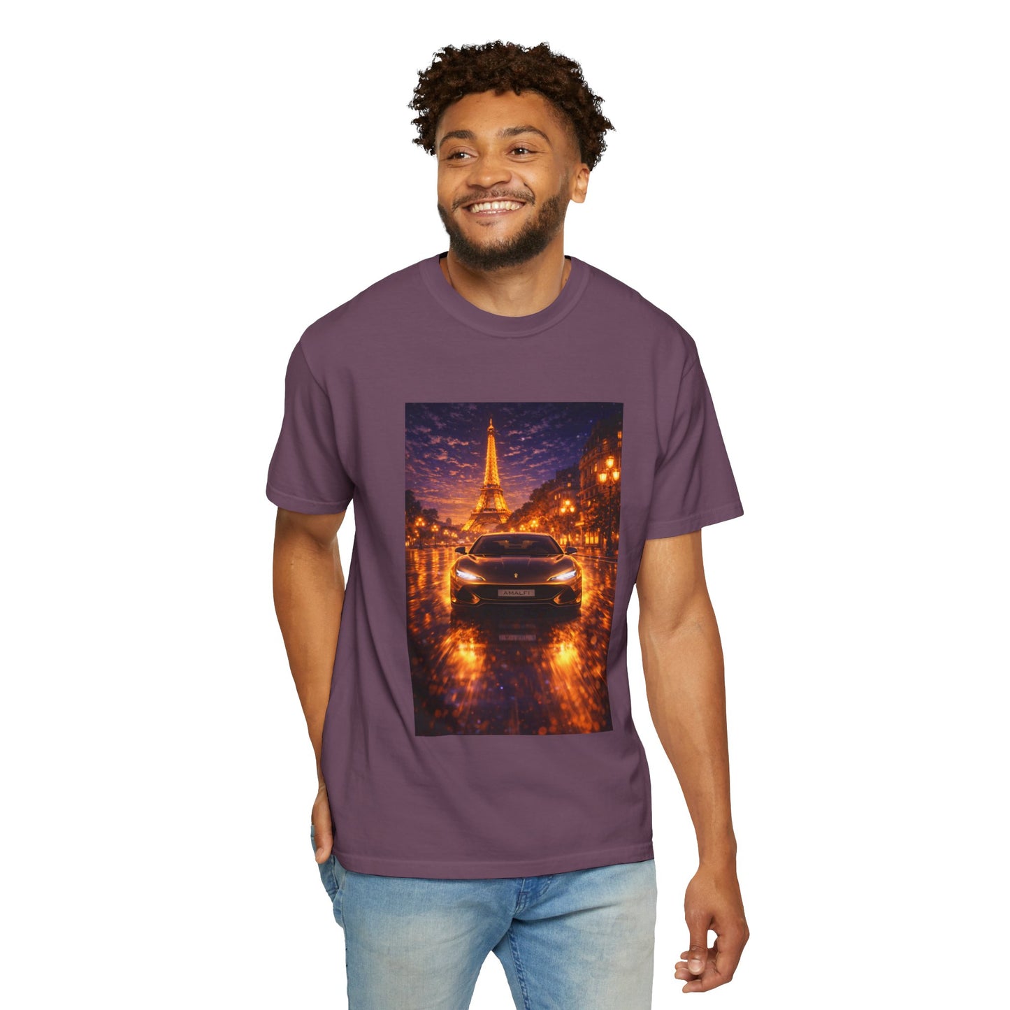 Paris Night Drive T-Shirt — Eiffel Tower Car Scene