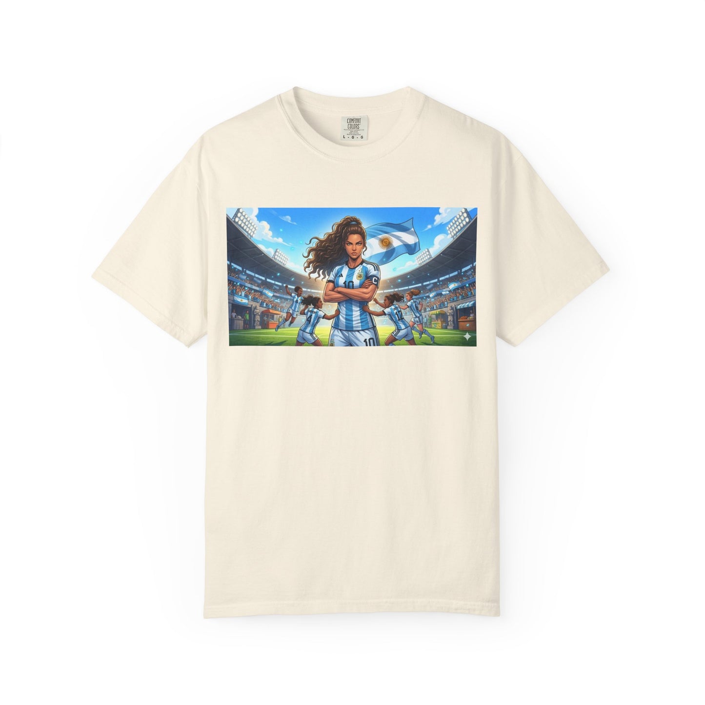 Argentina Soccer Heroine Stadium T-Shirt – Female Soccer Player Graphic Tee