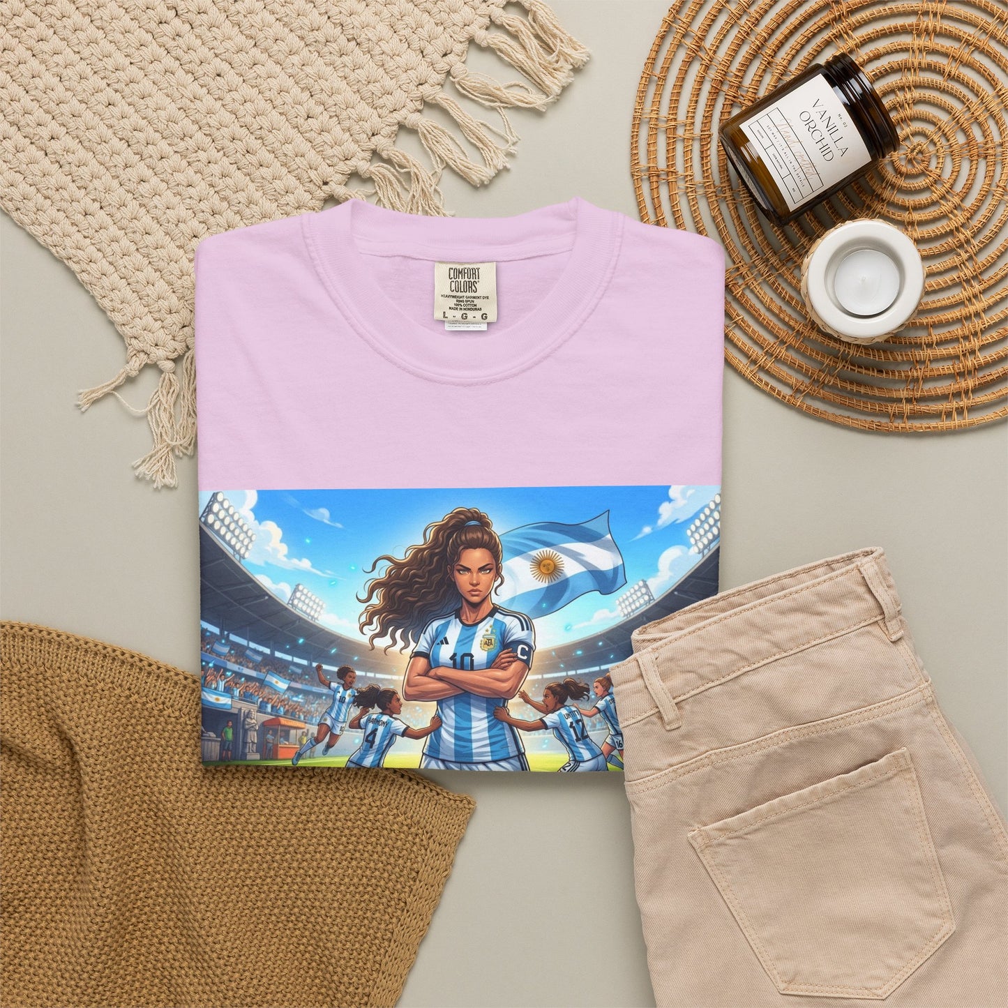 Argentina Soccer Heroine Stadium T-Shirt – Female Soccer Player Graphic Tee