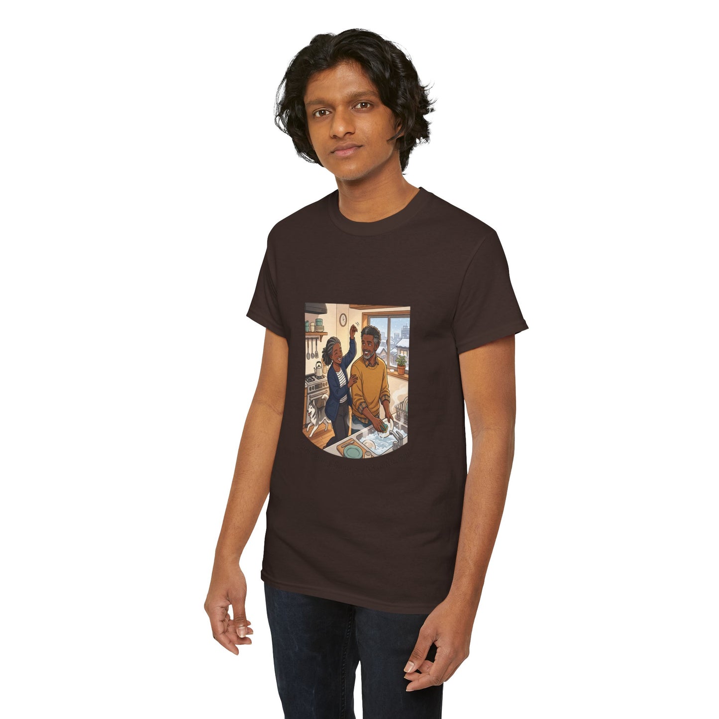 Dishwashing Dance Tee — Couple Kitchen Graphic T-Shirt