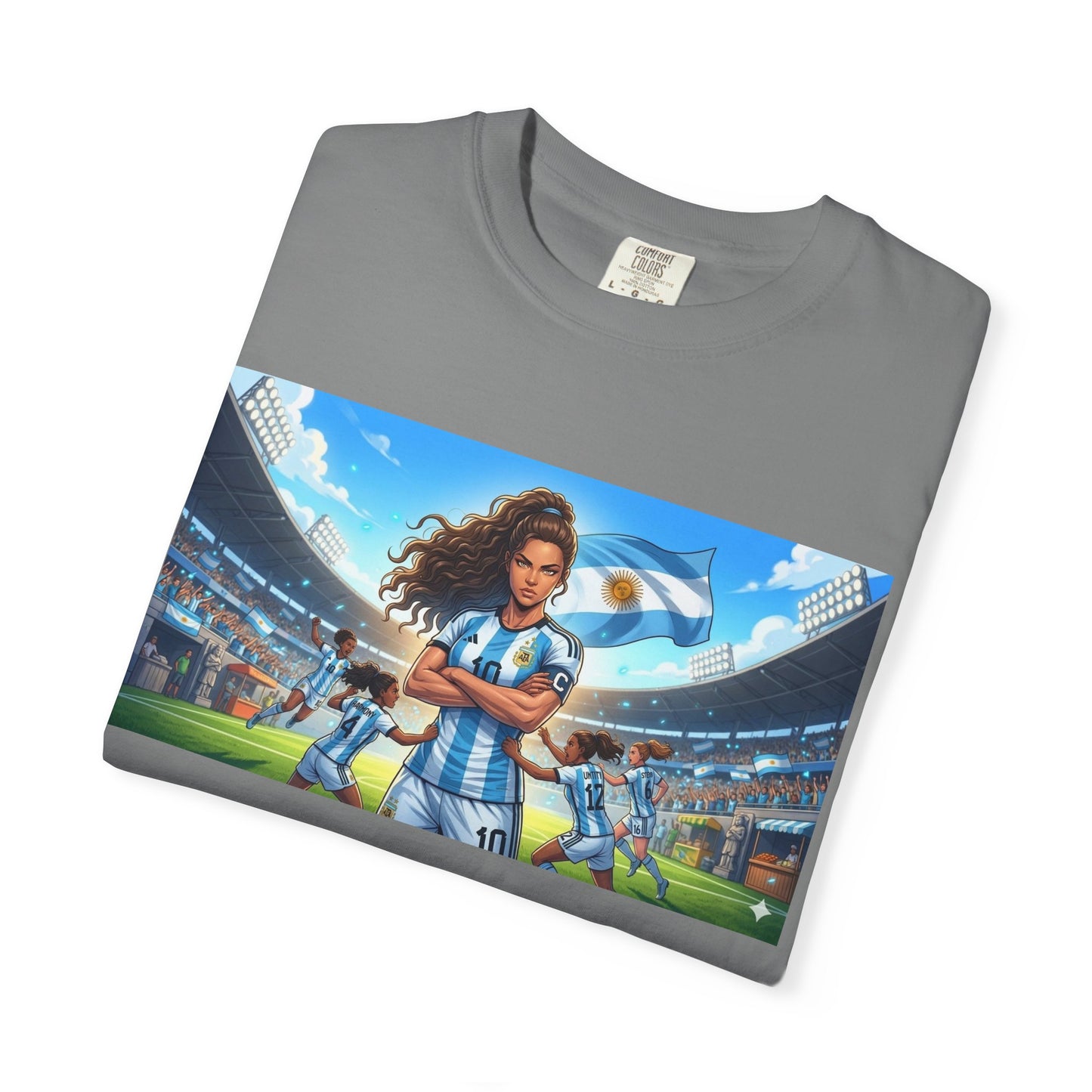 Argentina Soccer Heroine Stadium T-Shirt – Female Soccer Player Graphic Tee