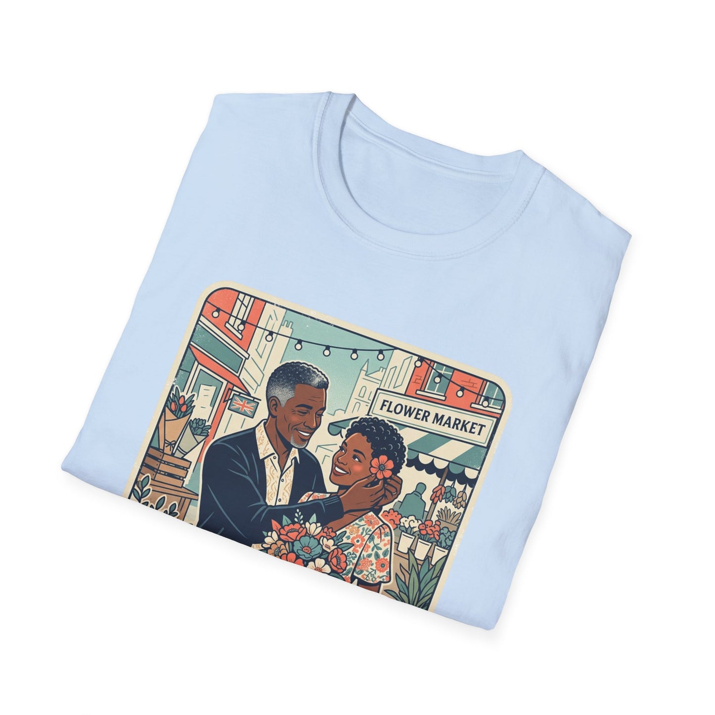 Flower Market Date — London T-Shirt — Retro Couple Floral Market Graphic Tee
