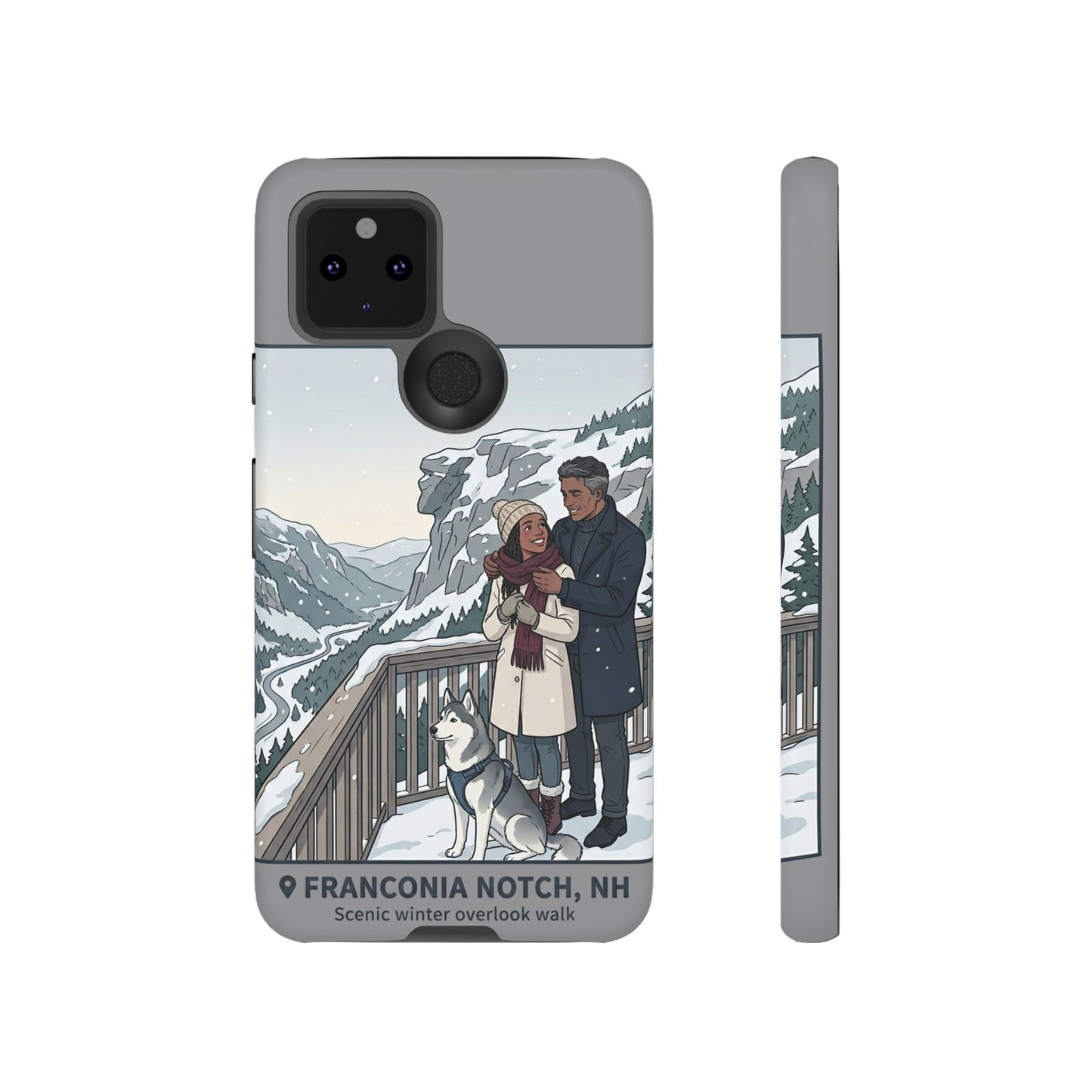 Winter Scenic Phone Case — Franconia Notch NH Couples & Husky Design