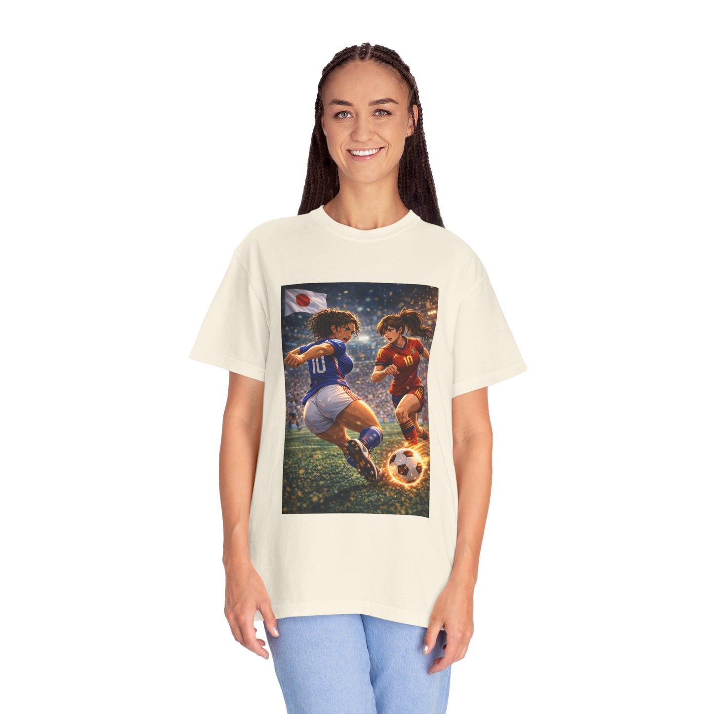 JAPAN Soccer Duel Graphic T-Shirt — Intense Japan vs Spain Football Art