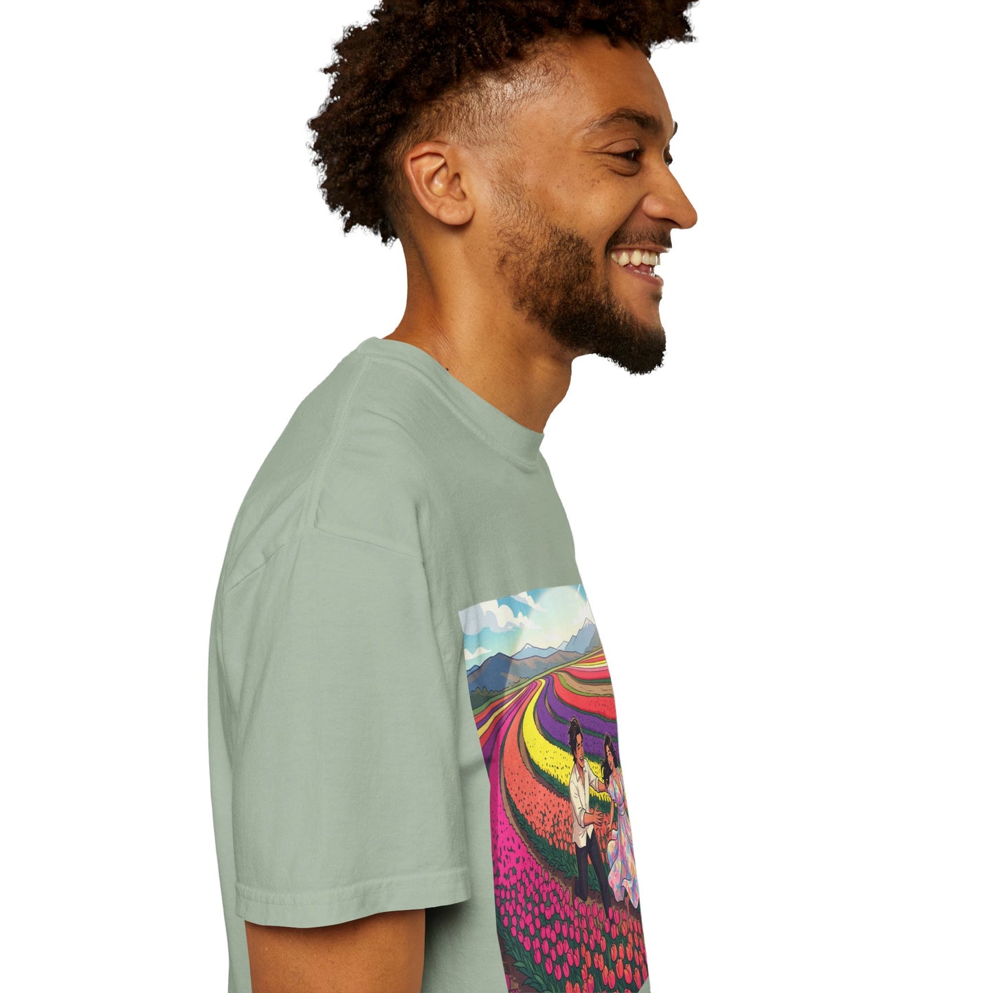 Spring of Us T-Shirt — Floral Field Vintage Couple Graphic Tee