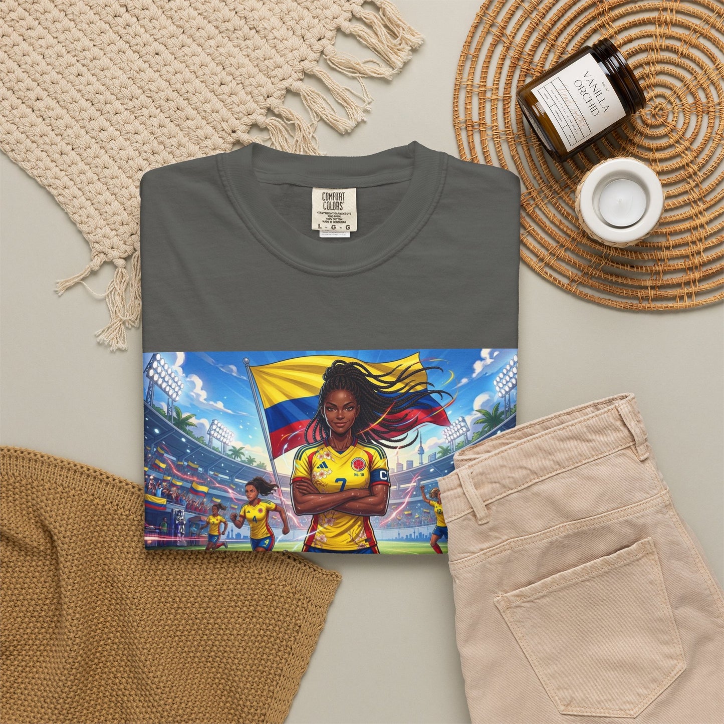 Soccer Champion Graphic T-Shirt — Woman Goalkeeper Stadium Art