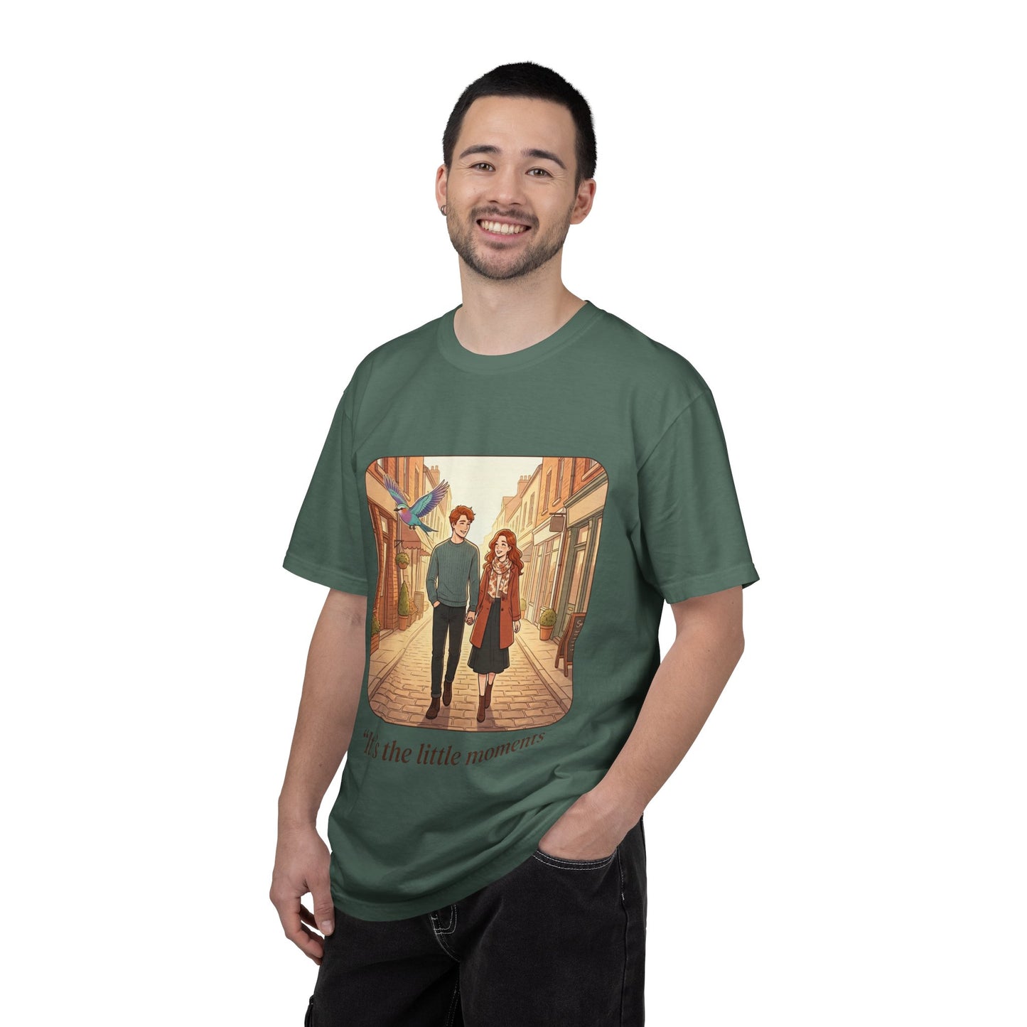 Romantic Stroll T-Shirt — “It’s the little moments” Couple Illustration Tee