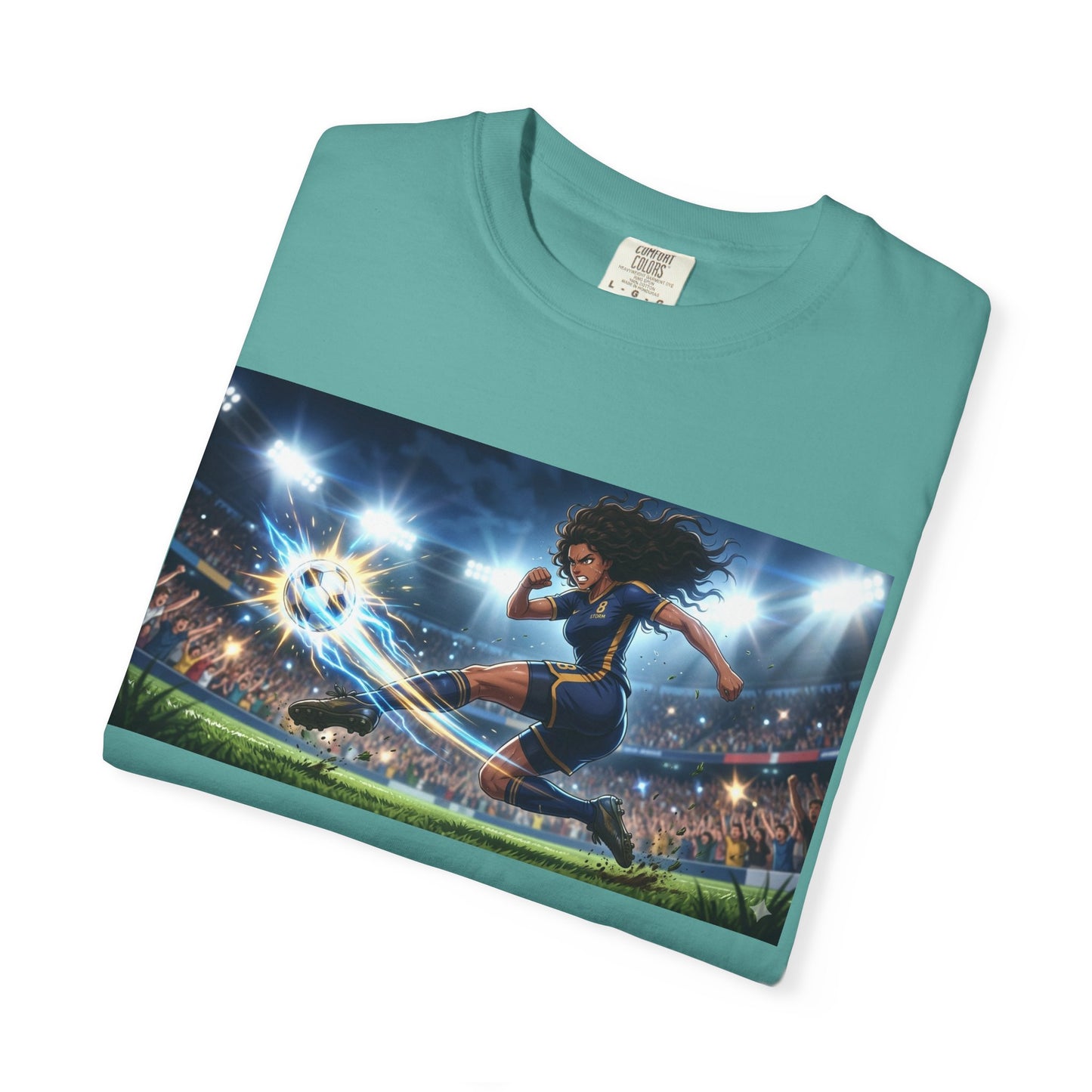 Soccer Kick Graphic T-Shirt — Energetic Stadium Football Design
