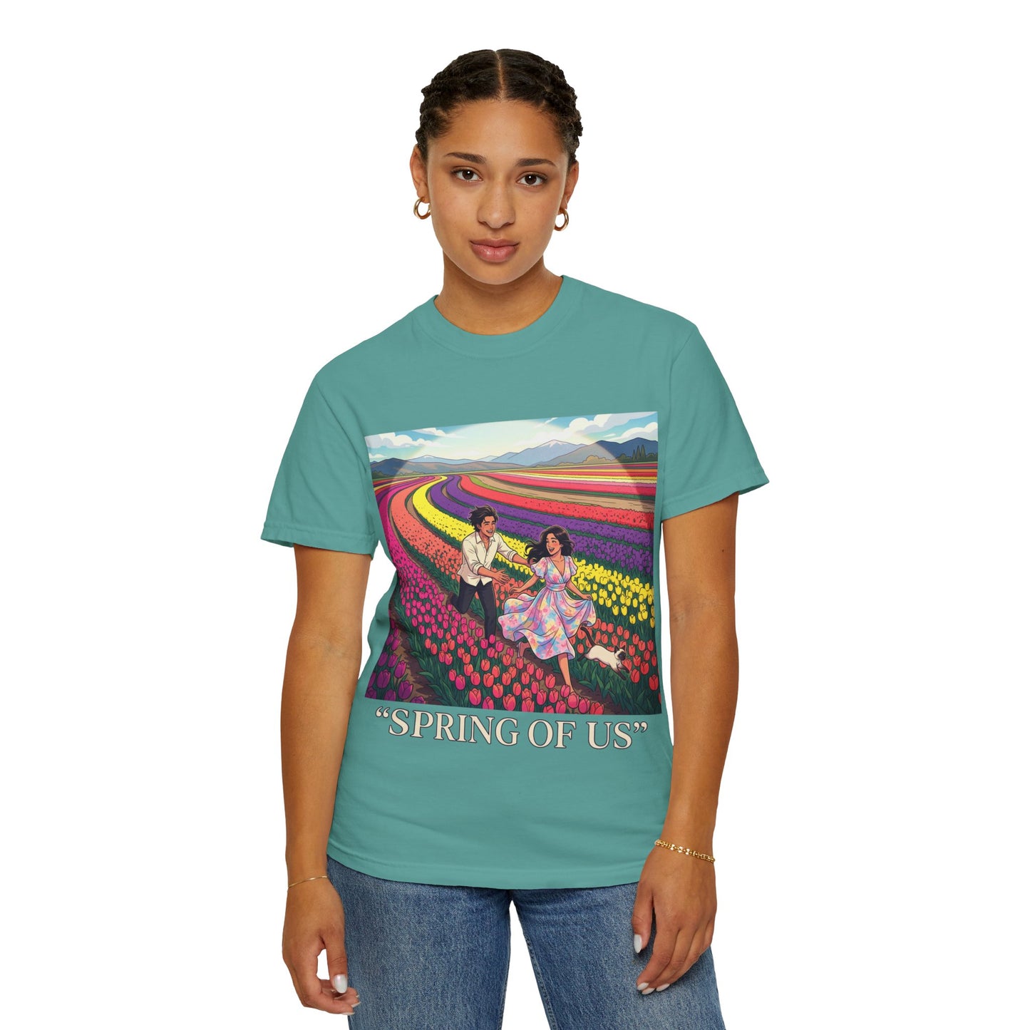 Spring of Us T-Shirt — Floral Field Vintage Couple Graphic Tee