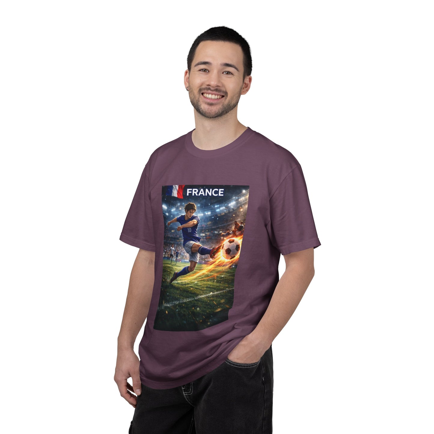 France Soccer Player Graphic T-Shirt — Football Kick Stadium Design