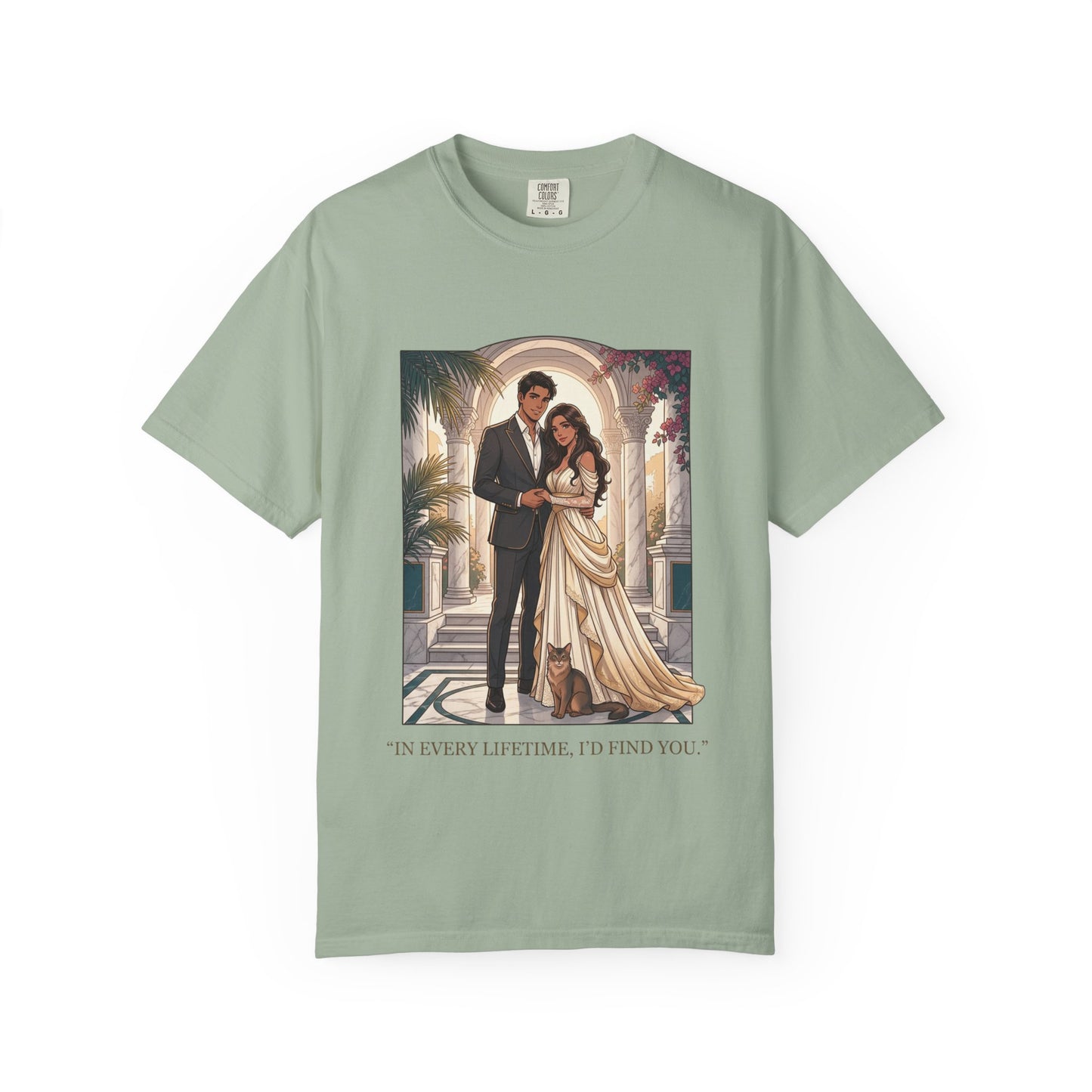 Romantic Vintage Wedding Portrait T-Shirt — "In Every Lifetime, I'd Find You"