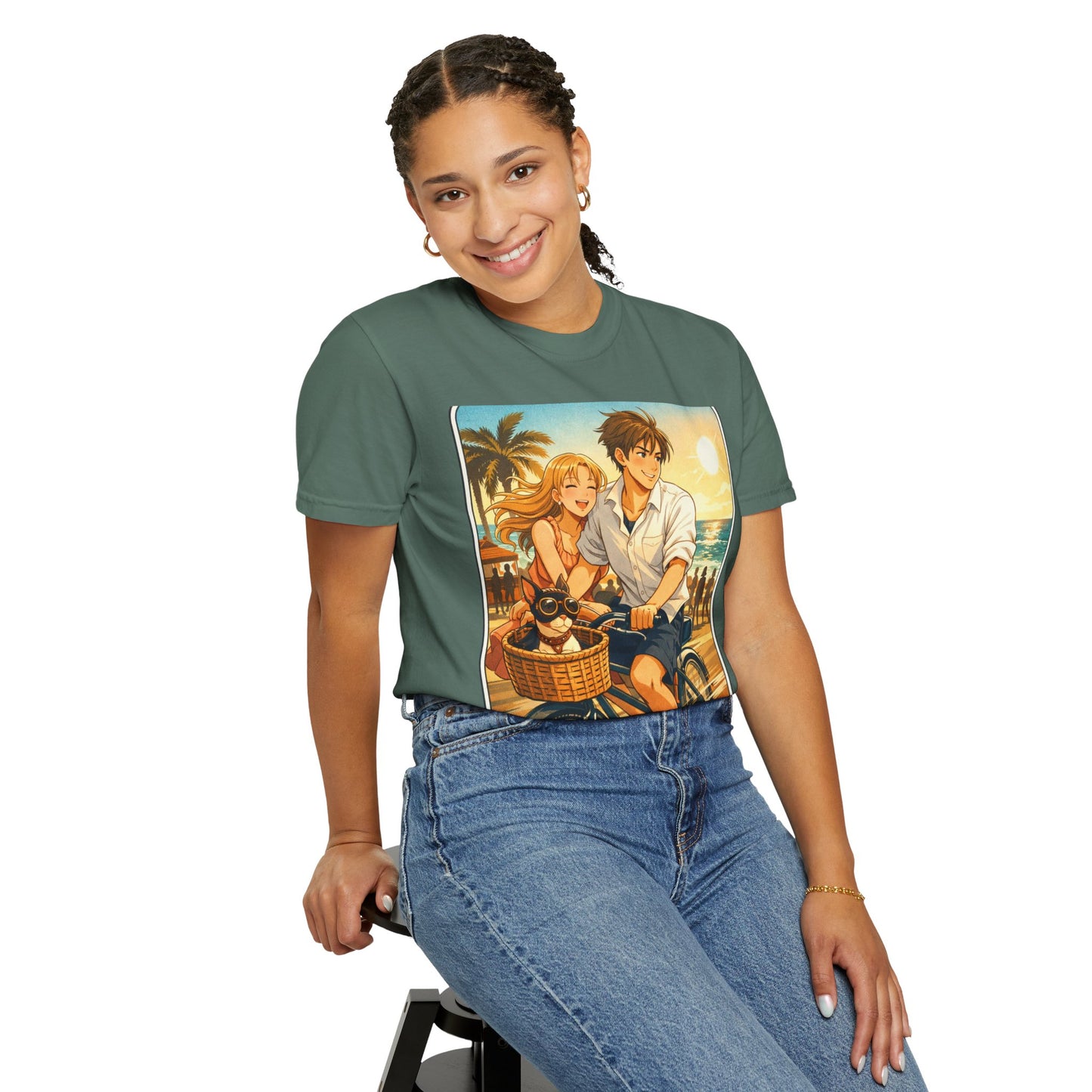 Spring of Us T-Shirt — Vintage Beach Couple Bicycle Design