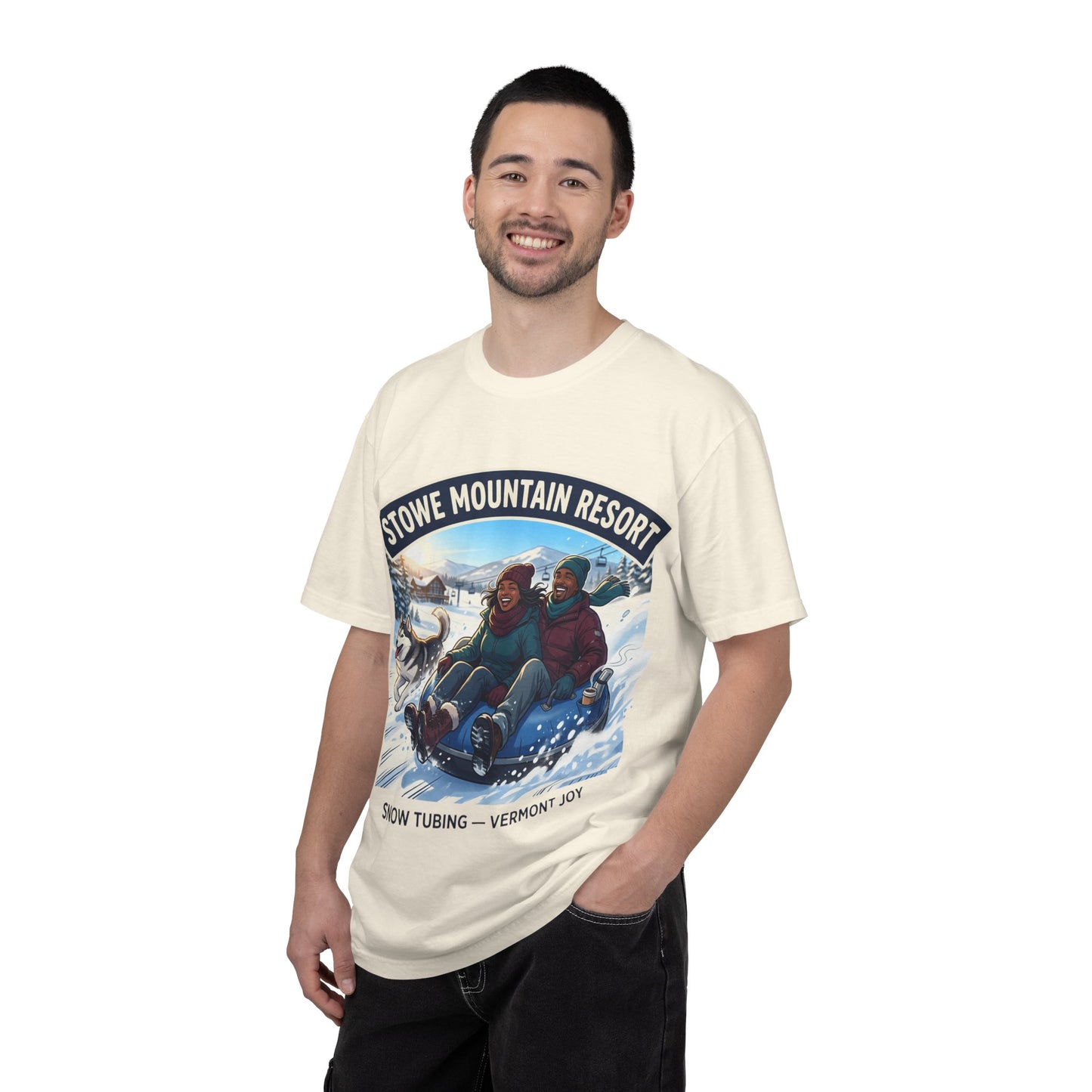 Stowe Mountain Resort Snow Tubing T-Shirt — "Vermont Joy" Winter Apparel
