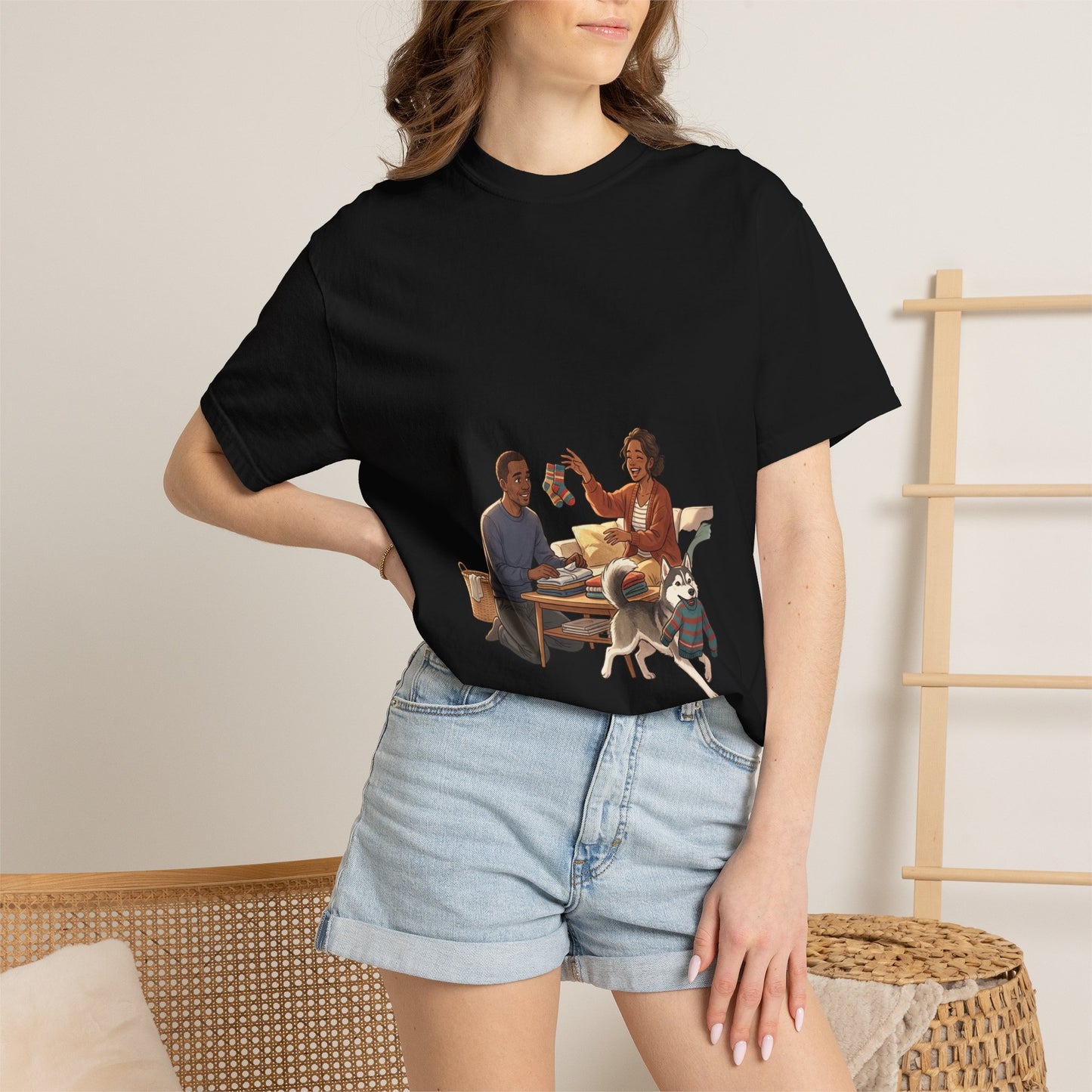 Picnic Cheers T-Shirt — Vintage Couple & Dog Illustration Tee