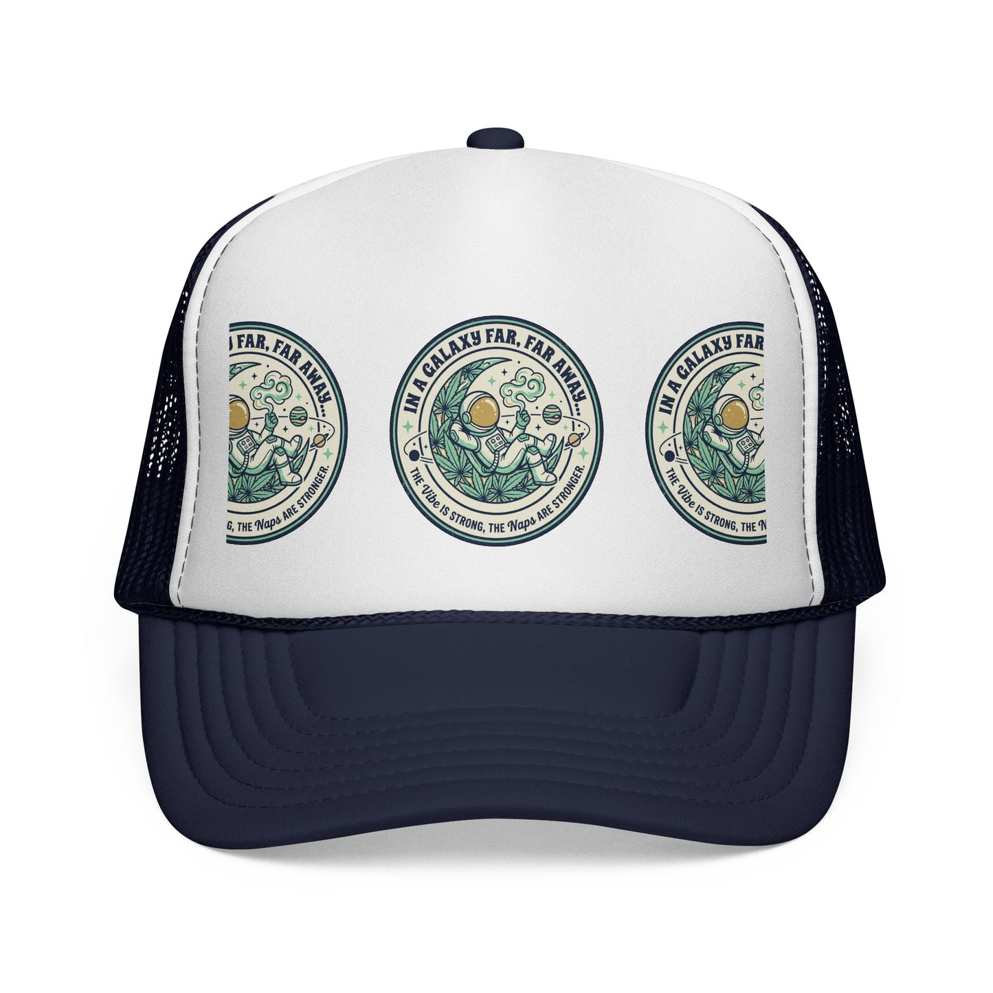Trucker Cap — Vintage Celestial Patch Design (‘Far, Far, Far Away’ Space Badge)