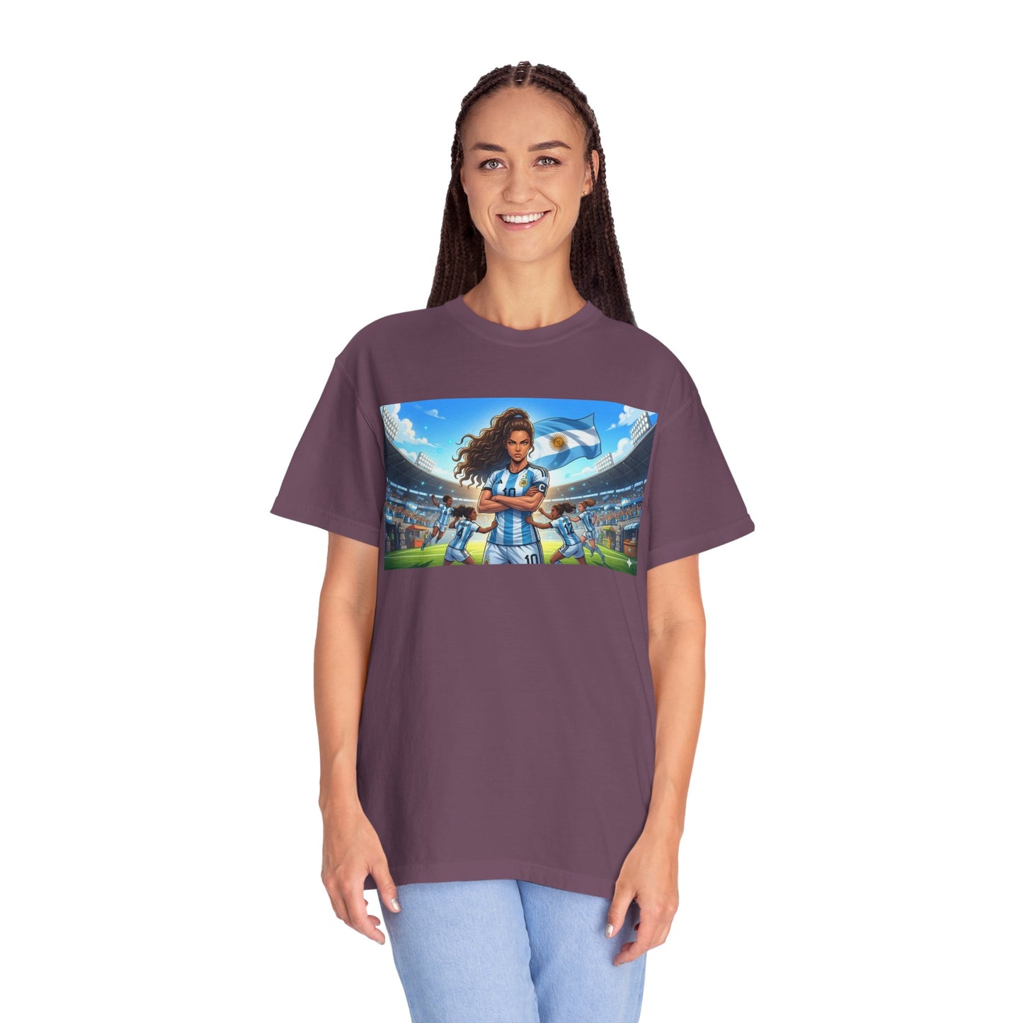 Argentina Soccer Heroine Stadium T-Shirt – Female Soccer Player Graphic Tee