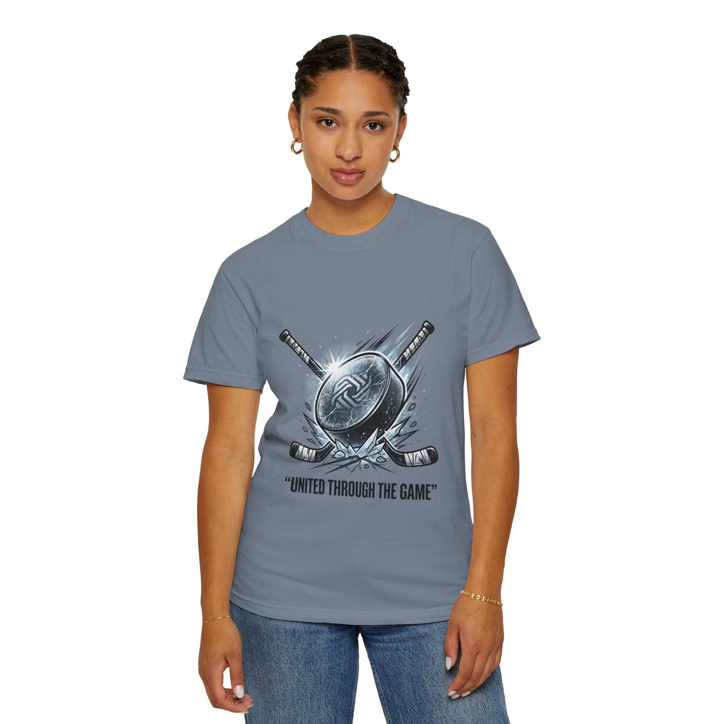 Hockey Graphic Tee — "United Through the Game" Team Spirit T-Shirt