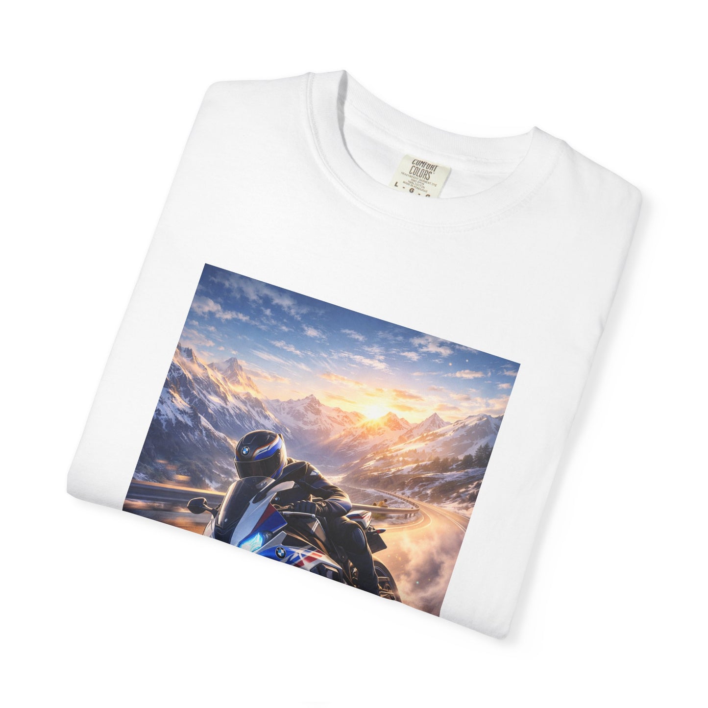 BMW S1000RR ALPINE GHOST RIDE - T‑Shirt — Sportbike Skyline Graphic Tee