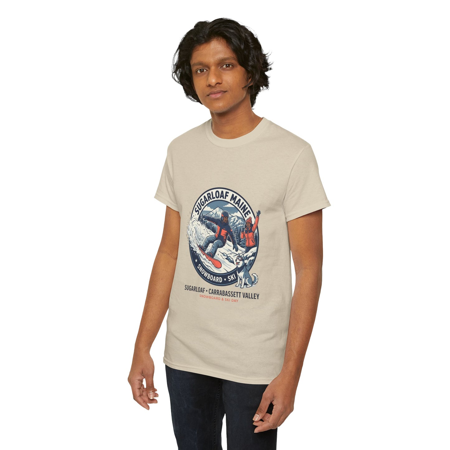 Sugarloaf Maine Snowboard & Ski T‑Shirt — Sugarloaf‑Carrabassett Valley Retro Graphic Tee