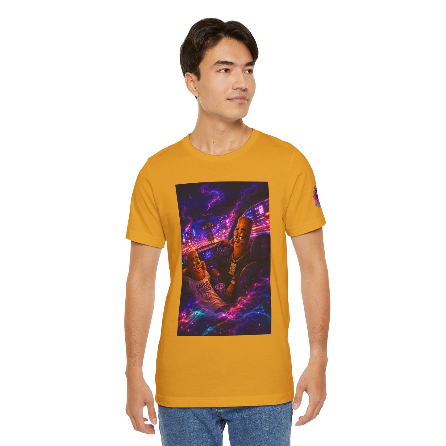 Tung Tung Tung Sahur Who Ride Like Us T-Shirt — Night Cruise Vaporwave Graphic Tee