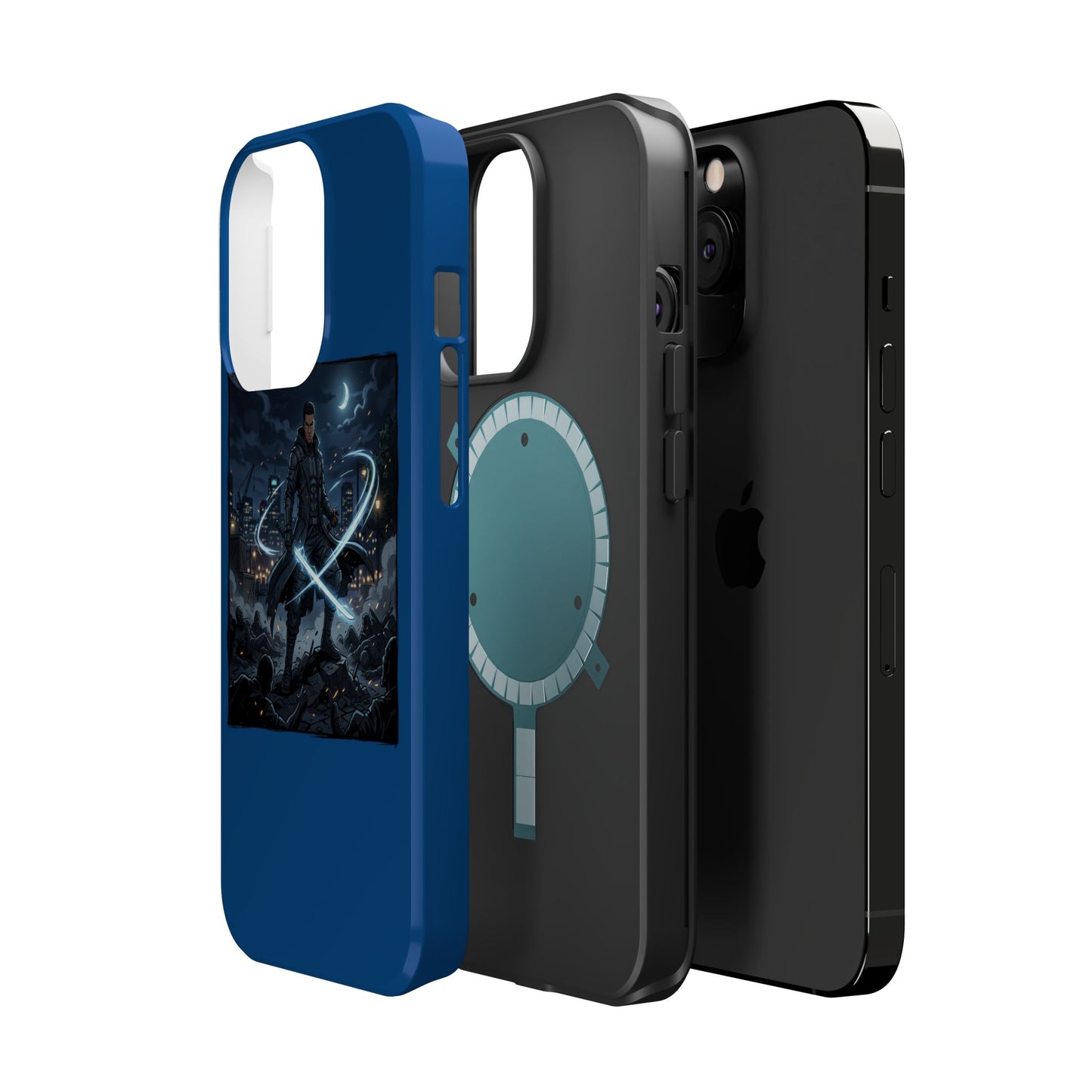 Magnetic Impact-Resistant Phone Case — Night Warrior Sci‑Fi Design
