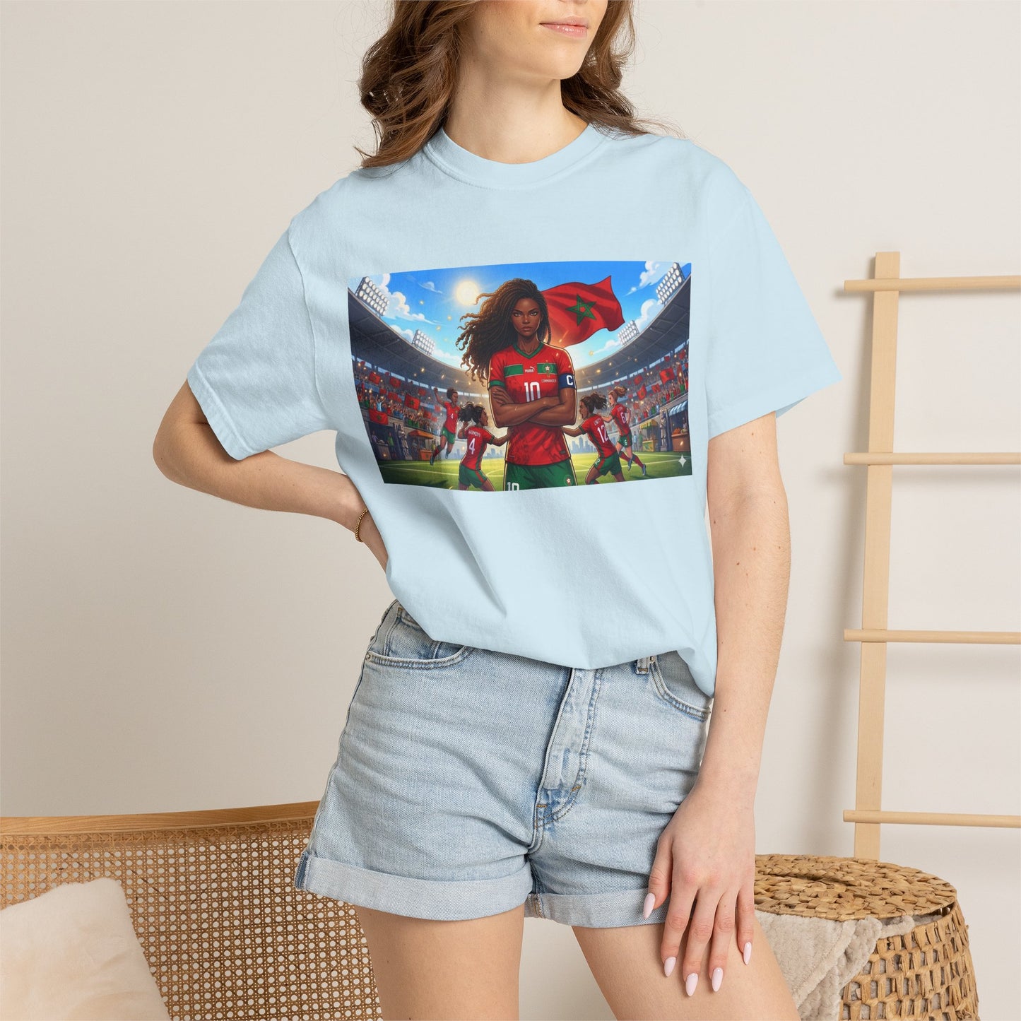 Morocco Soccer Champion Graphic T-Shirt — Inspiring Women’s Football Stadium Design