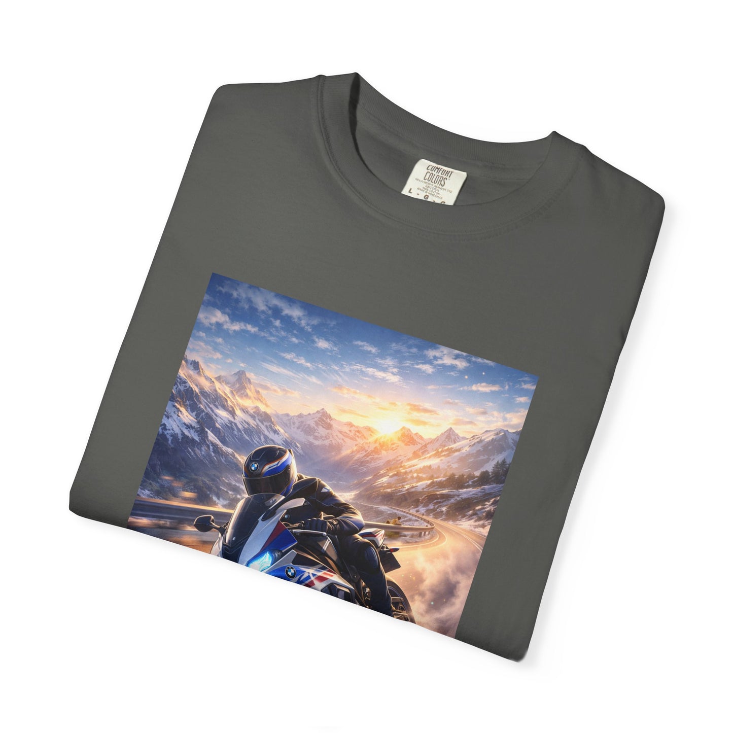 BMW S1000RR ALPINE GHOST RIDE - T‑Shirt — Sportbike Skyline Graphic Tee
