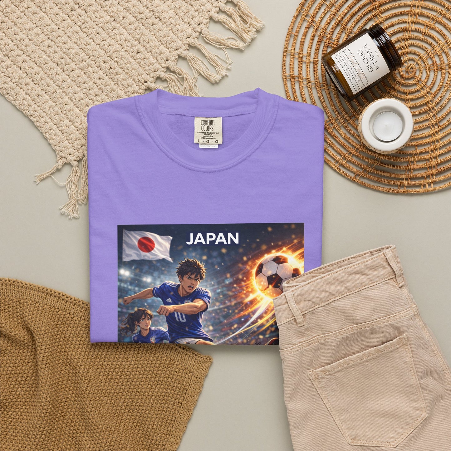 Japan Soccer Team Graphic T‑Shirt — Dynamic Football Players Design