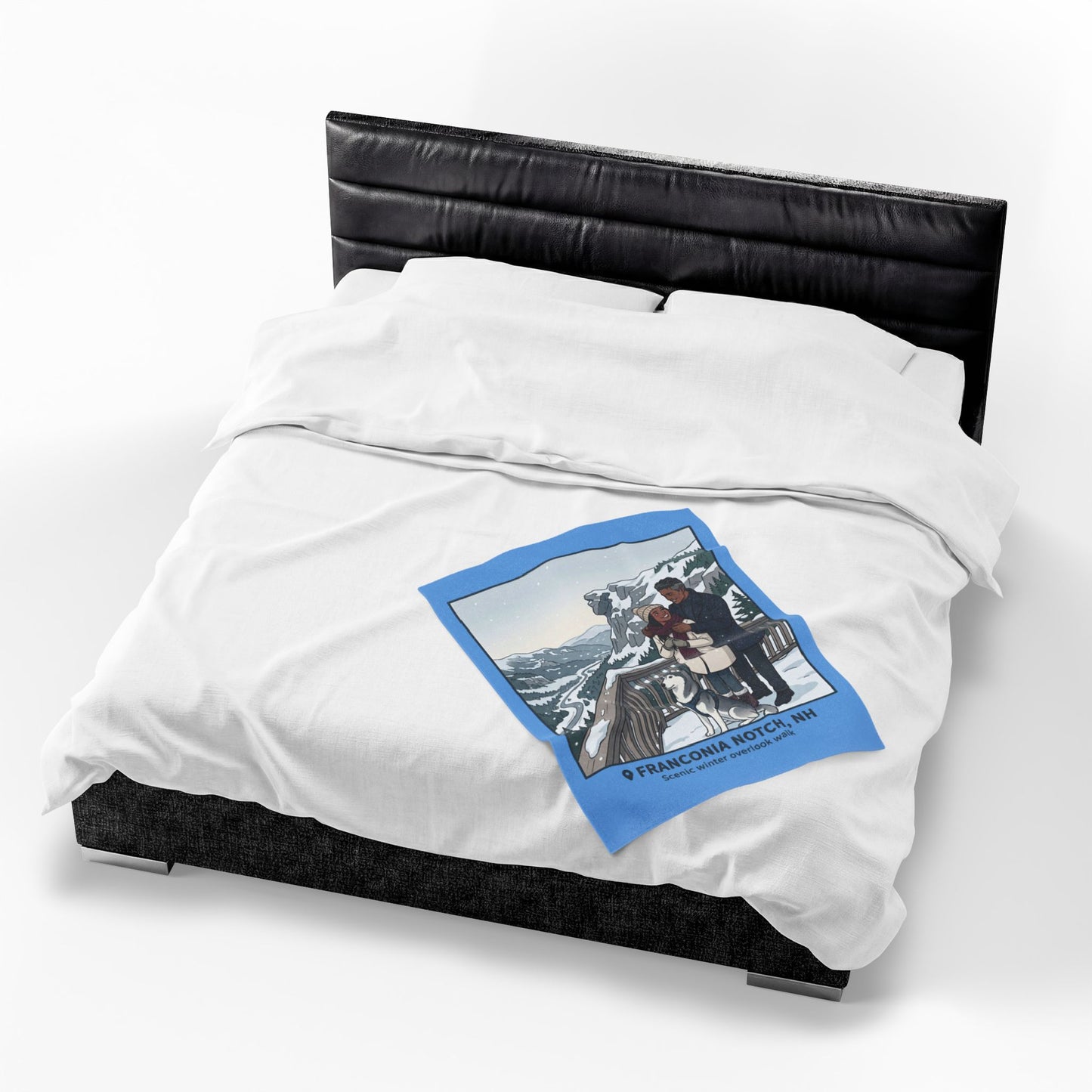 Franconia Notch NH Scenic Winter Plush Blanket — Couples & Husky Snowview Throw