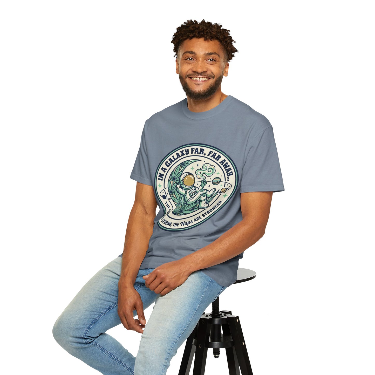 T-Shirt — "In a Galaxy Far, Far Away" Retro Space Nap Graphic Tee