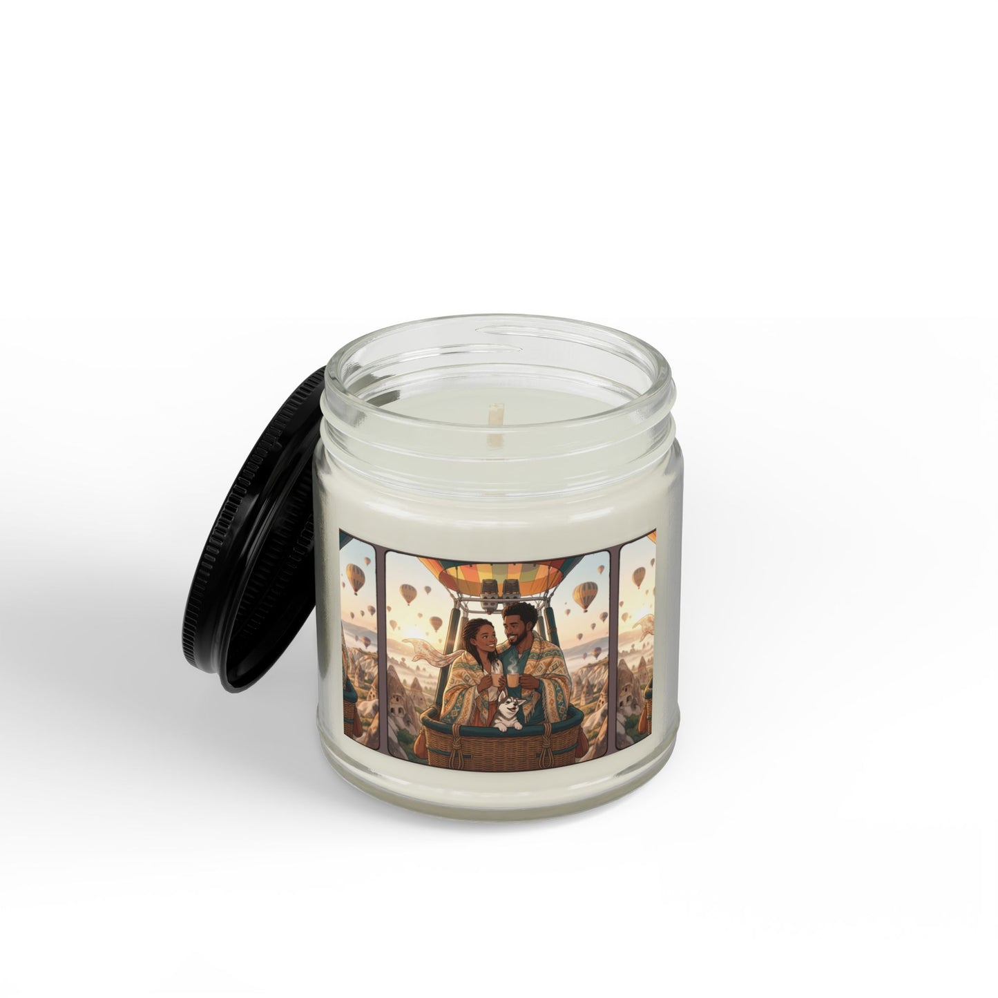 Scented Soy Candle — Hot Air Balloon Couple Design (4oz & 9oz)