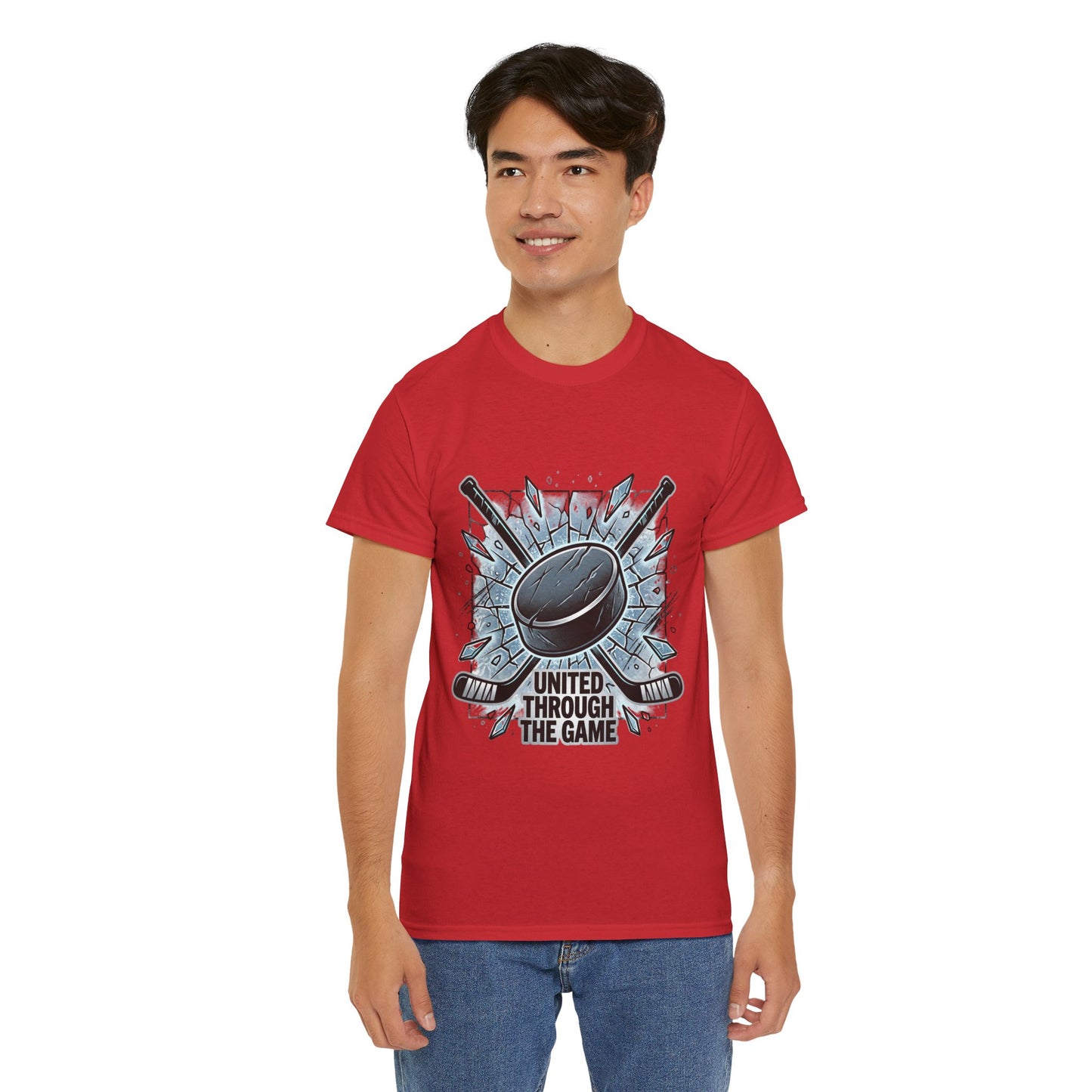 Hockey T-Shirt — "United Through the Game" Graphic Tee