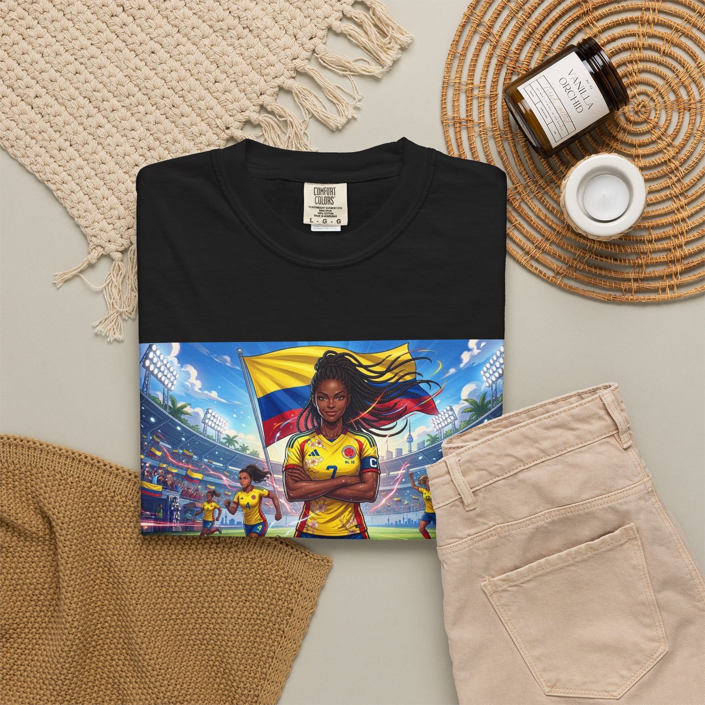 Soccer Champion Graphic T-Shirt — Woman Goalkeeper Stadium Art