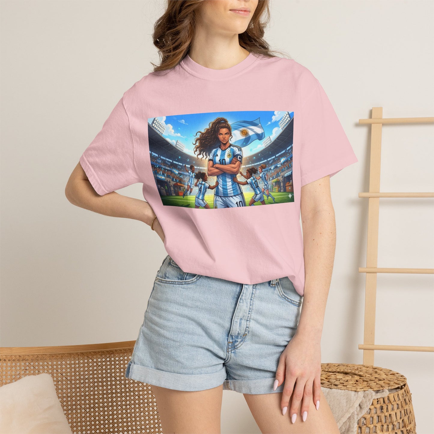 Argentina Soccer Heroine Stadium T-Shirt – Female Soccer Player Graphic Tee