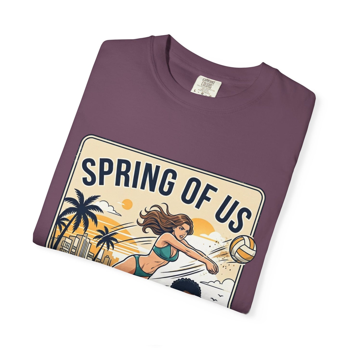 Spring of Us Beach Volleyball T-Shirt — Miami, Florida Retro Sun & Palm Tee