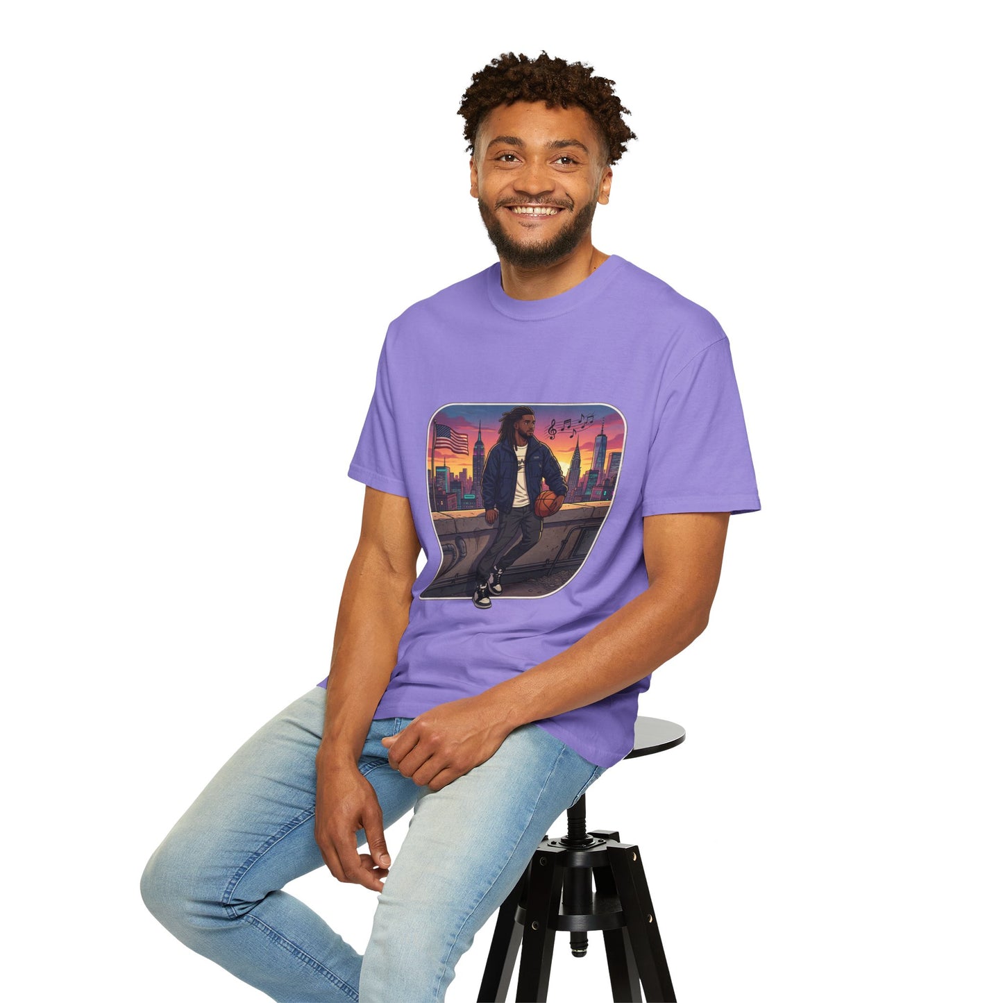 City Sunset Basketball Player T-Shirt — Urban Hoop Lifestyle Tee