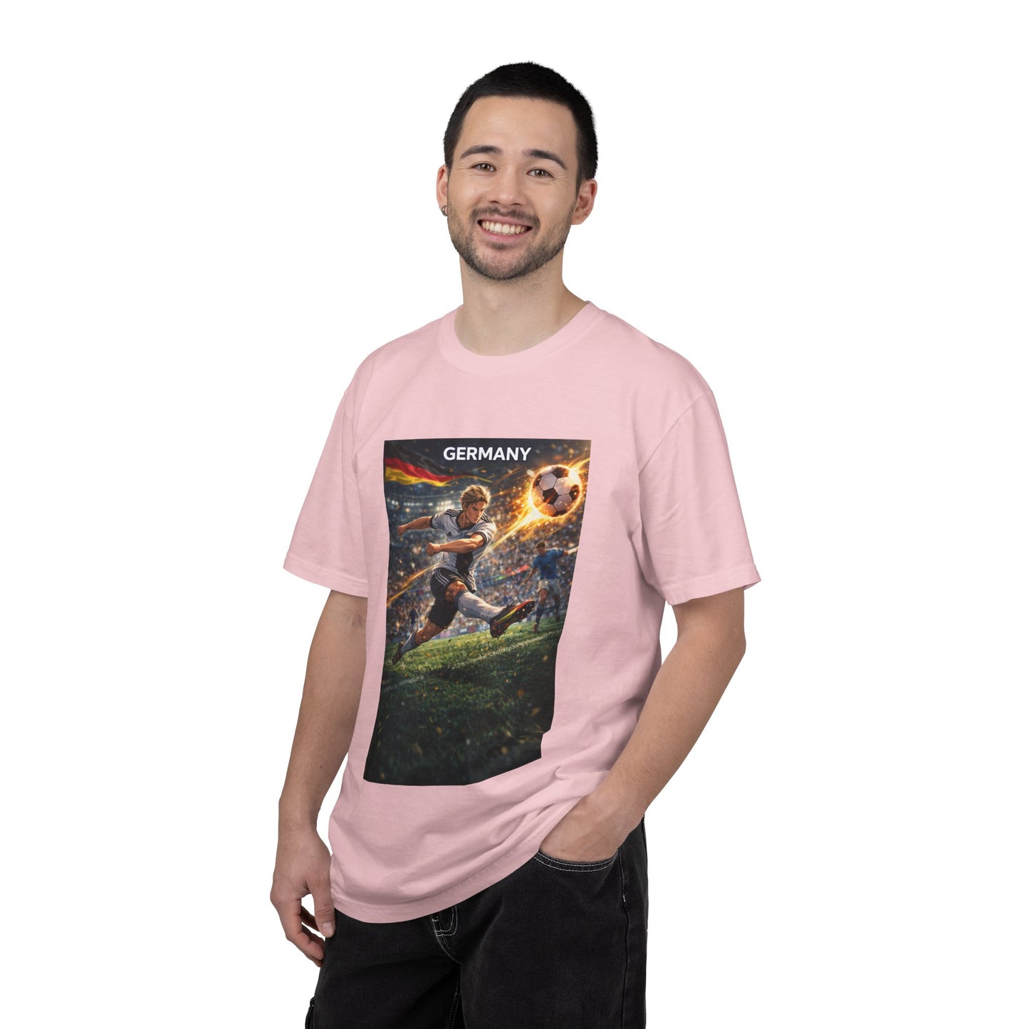 Germany Soccer Player Graphic T-Shirt — Retro Football Stadium Print