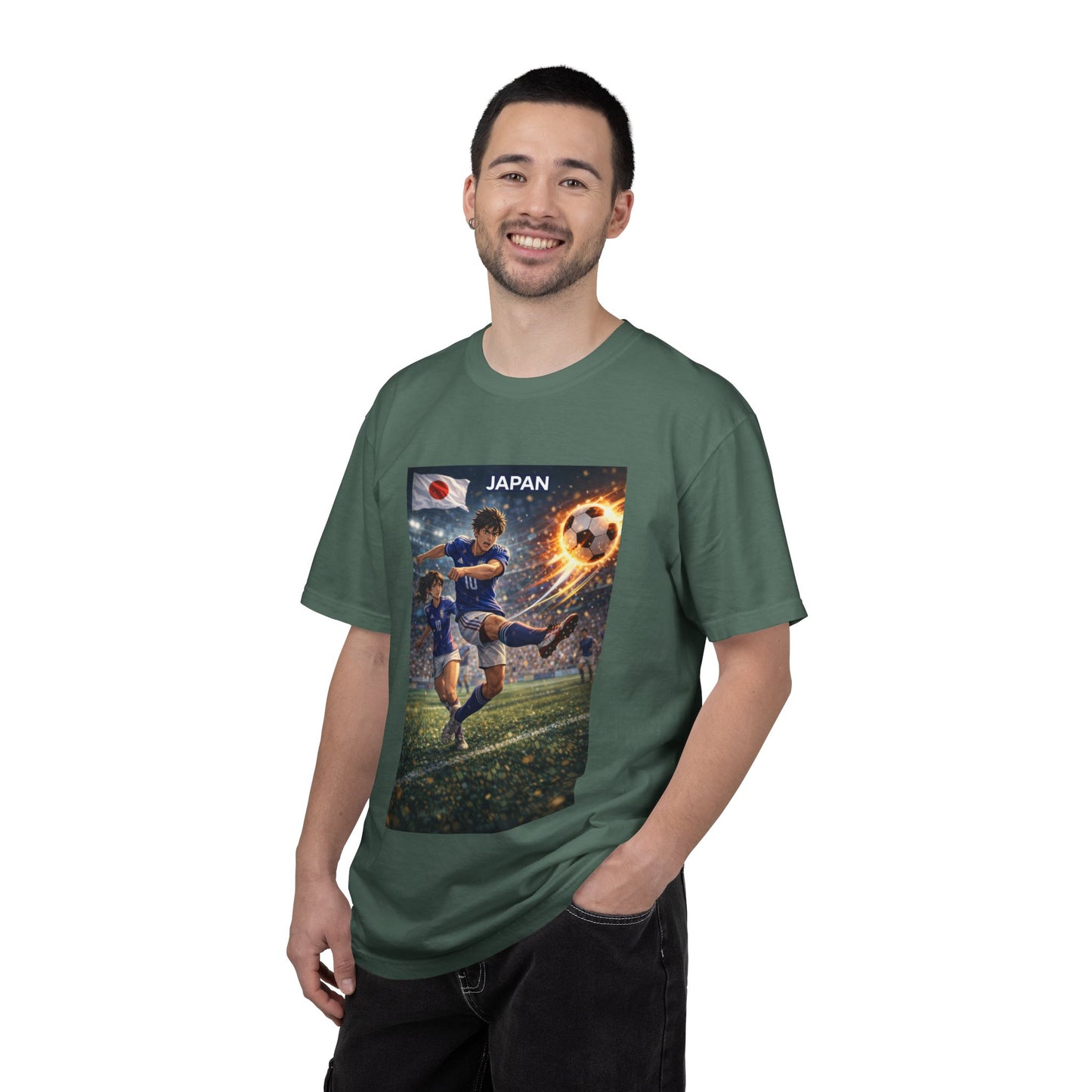 Japan Soccer Team Graphic T‑Shirt — Dynamic Football Players Design