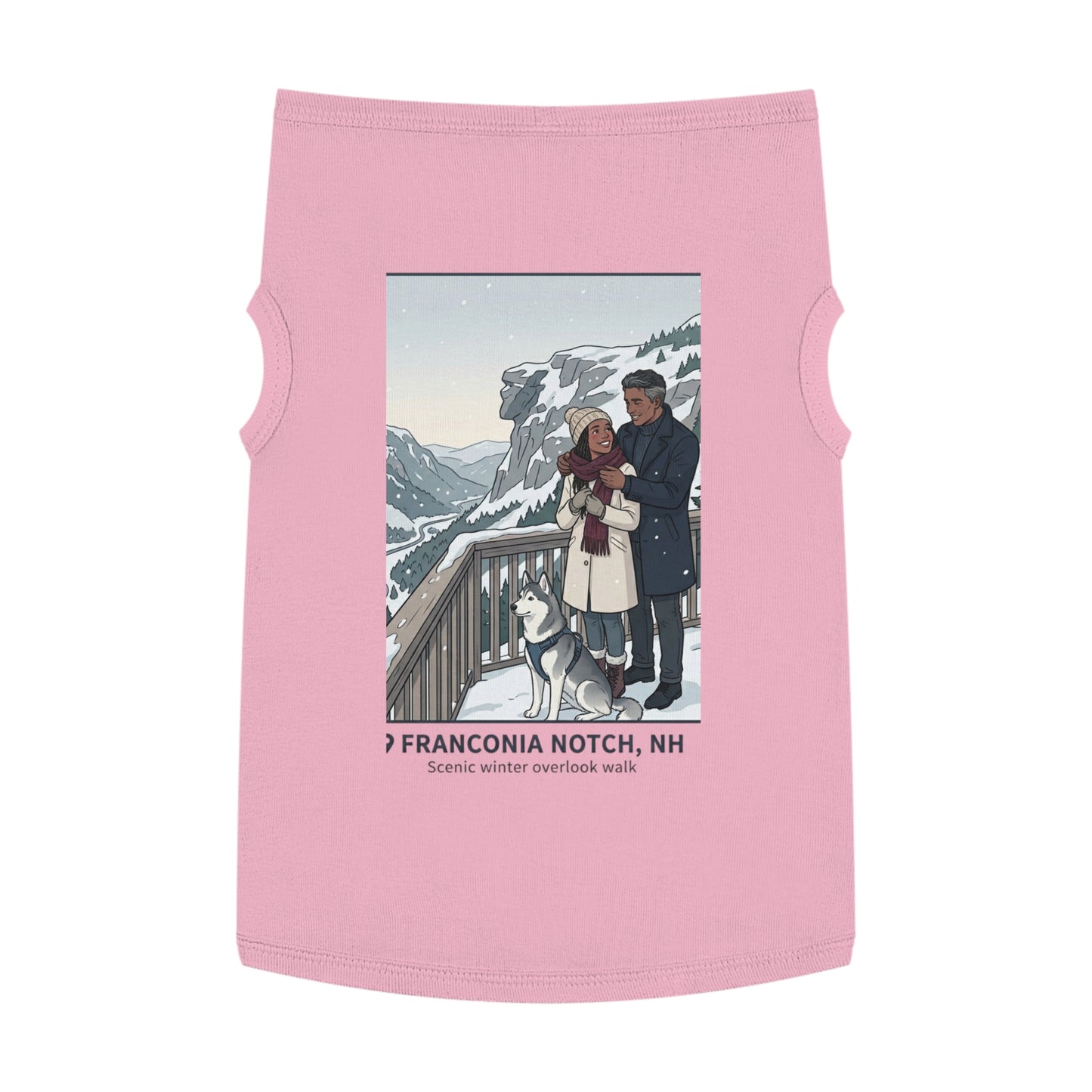 Dog Winter Walk Tank — Cozy Couple & Husky Scenic Pet Tank Top