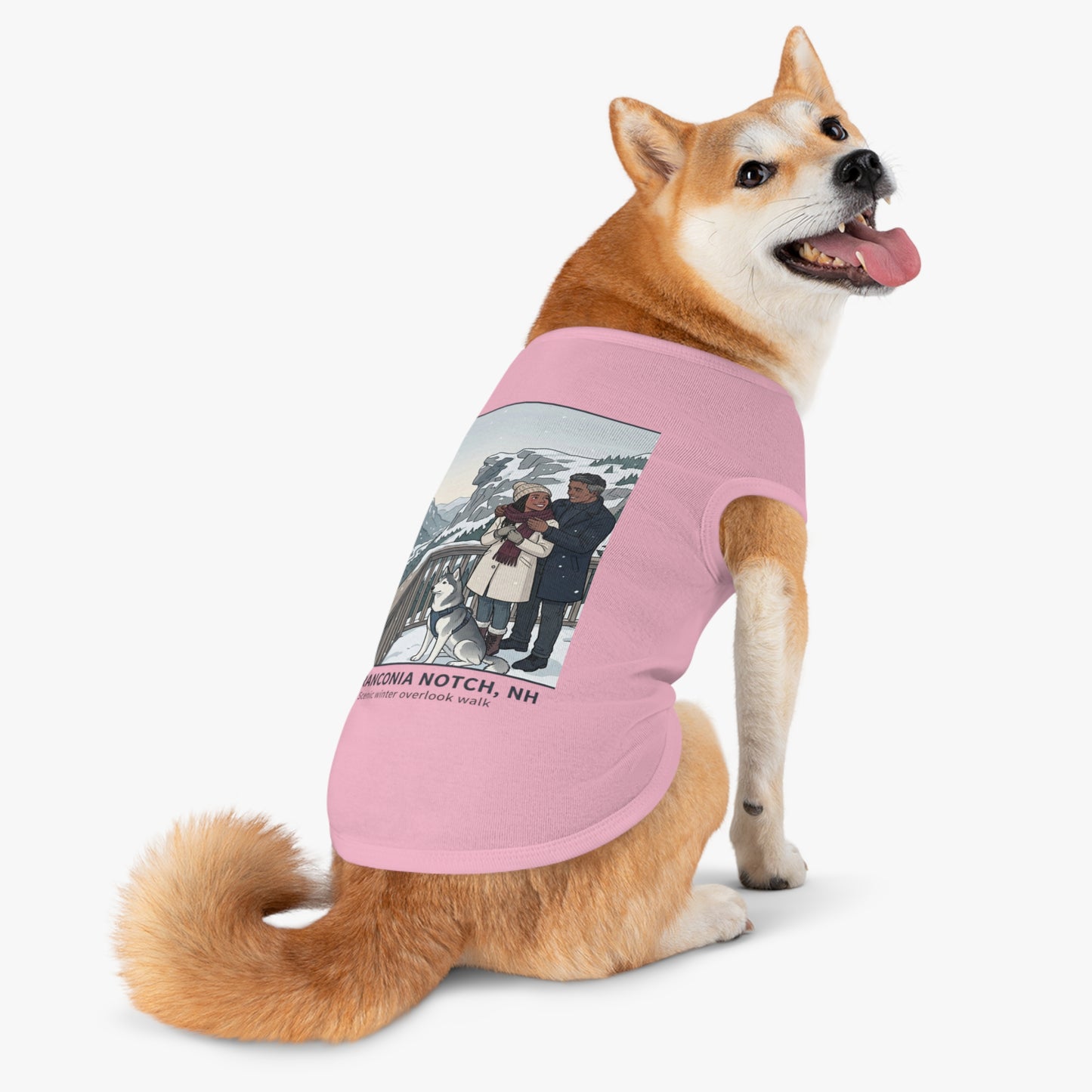 Dog Winter Walk Tank — Cozy Couple & Husky Scenic Pet Tank Top